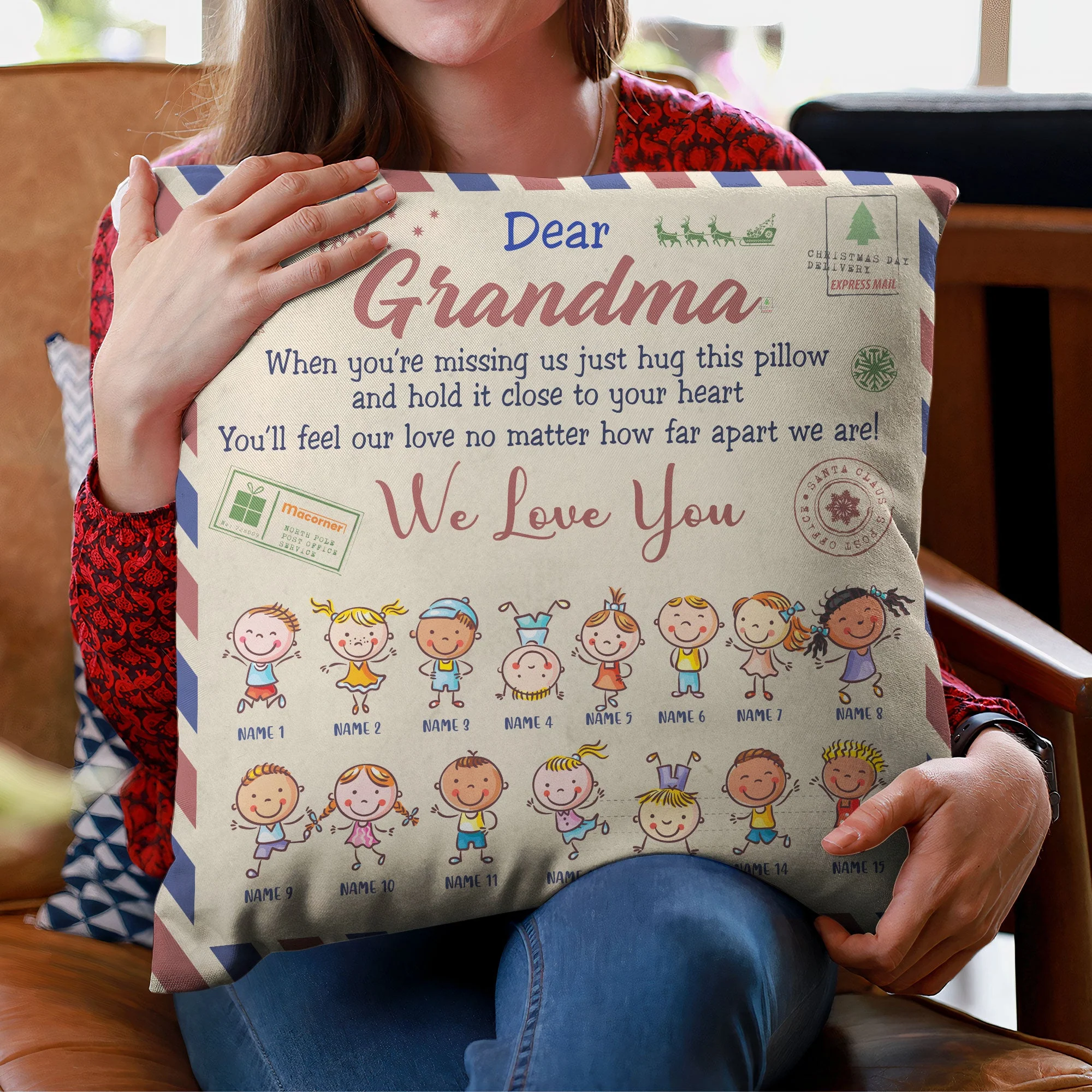 Grandma Postcard - Personalized Pillow (Insert Included) - Christmas Gift For Grandma - Image 3