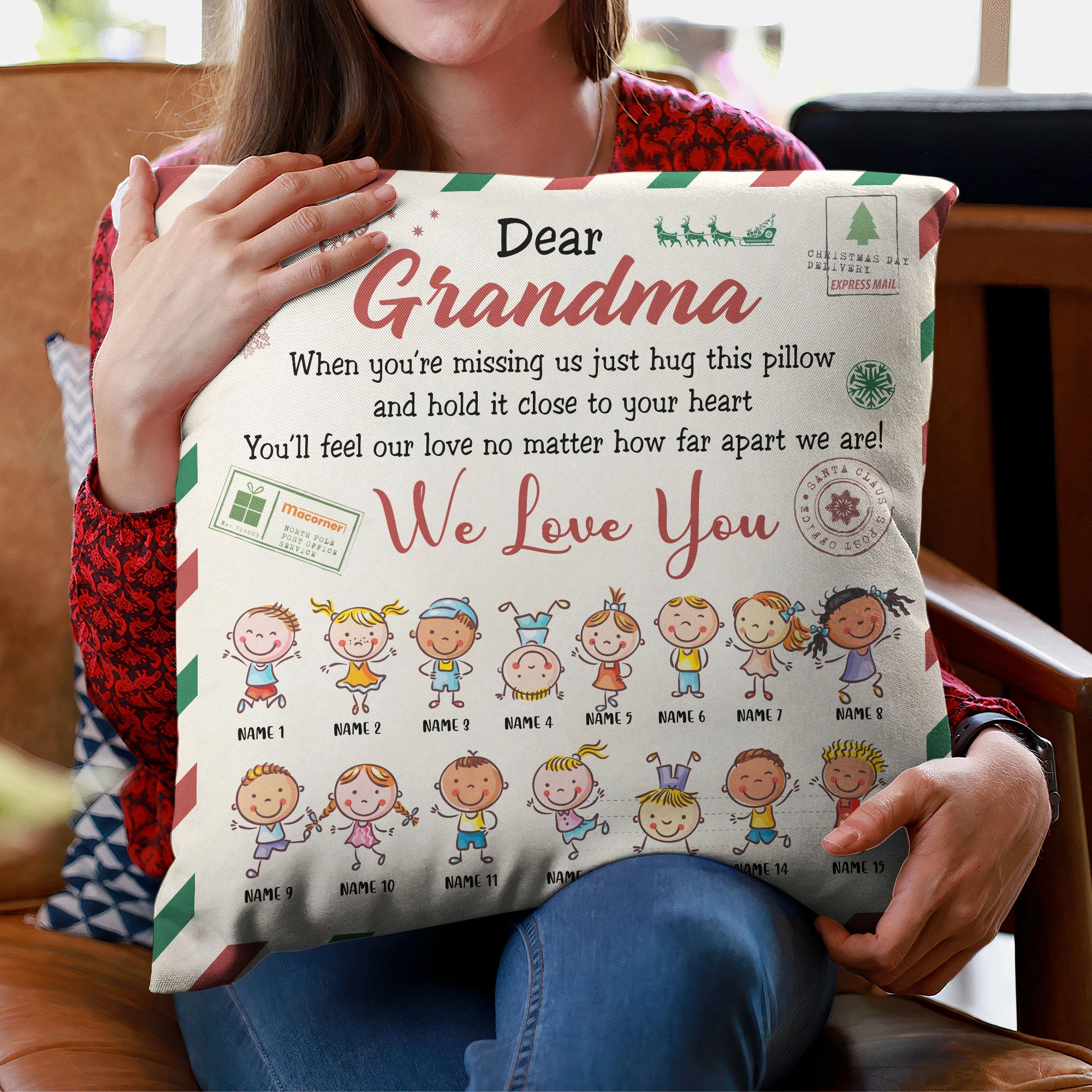 Grandma Postcard - Personalized Pillow (Insert Included) - Christmas Gift For Grandma - Image 2