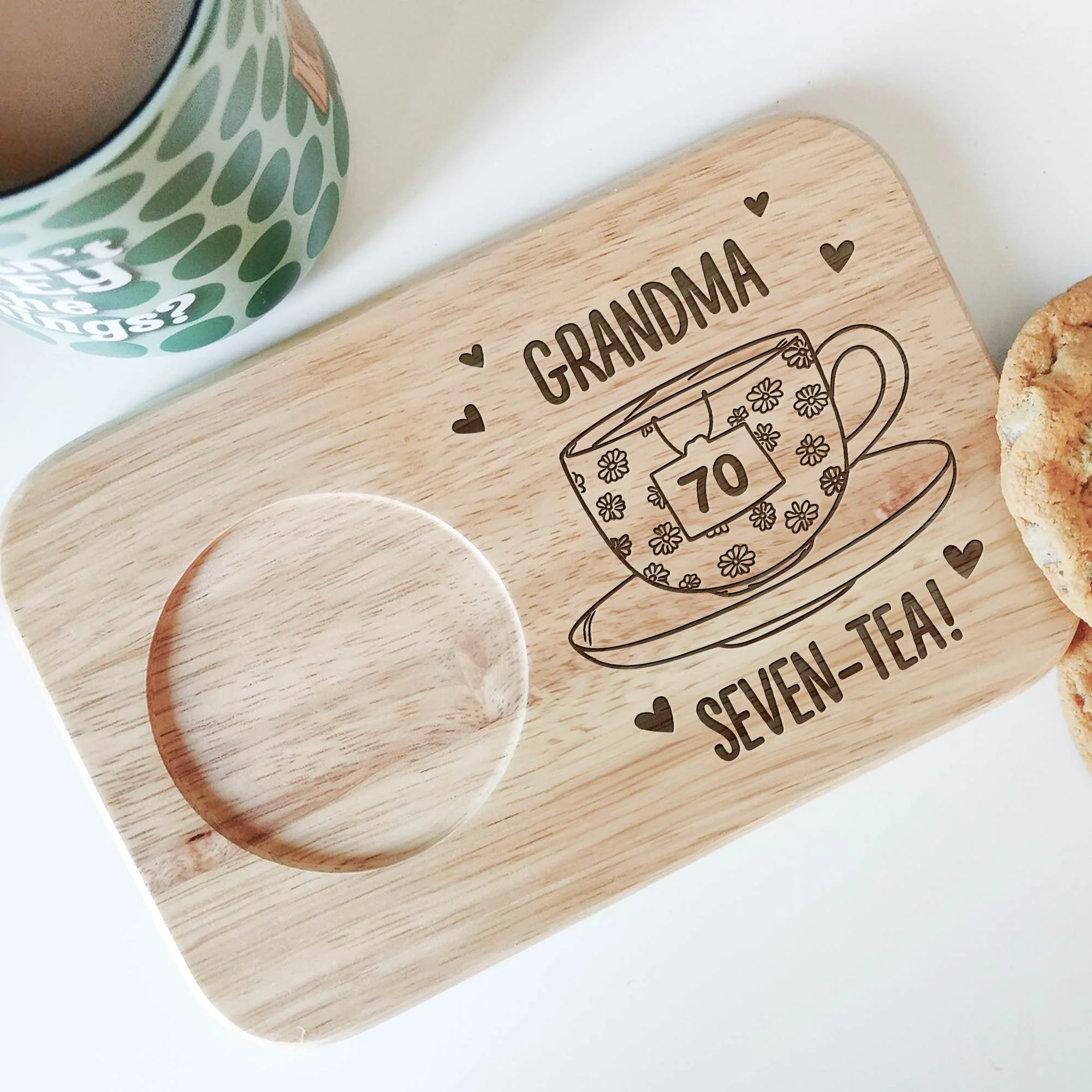 Grandma Seven-Tea - Custom Engraved Wooden Tea & Biscuit Board - Image 3