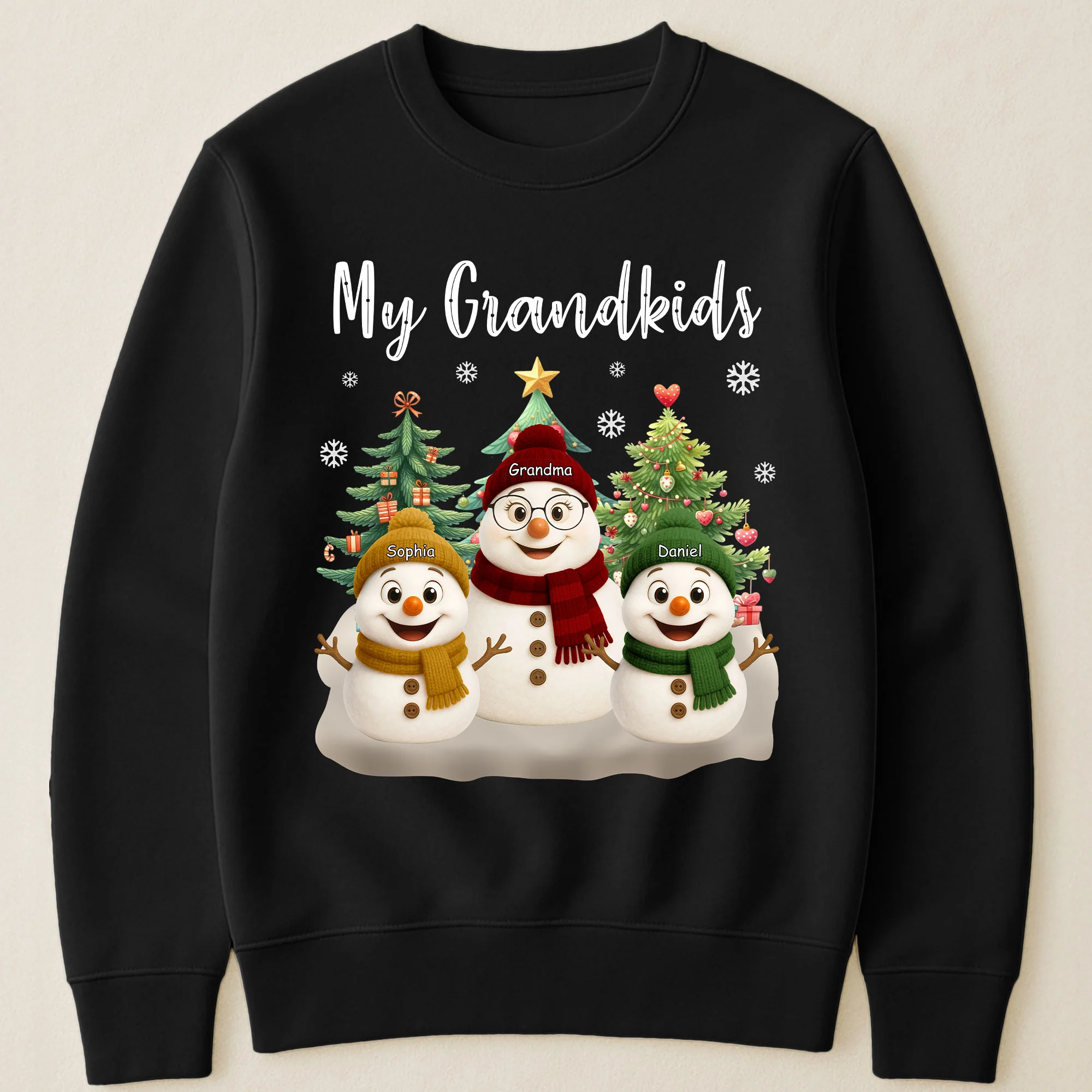 Grandma Snowman With Grandkids Lovely - Personalized Shirt - Image 3