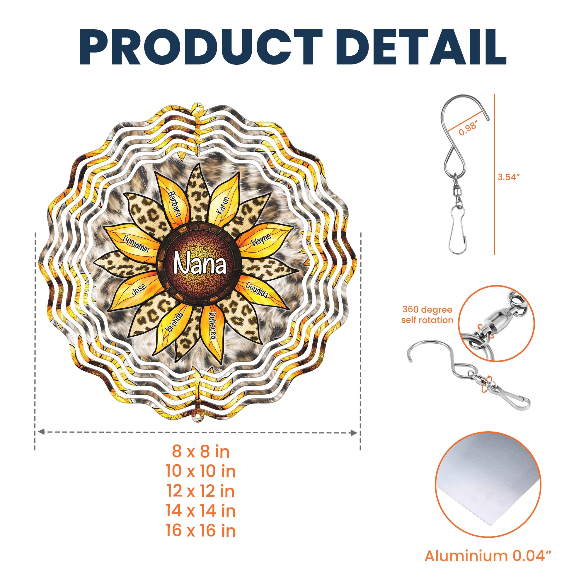 Grandma Sunflower - Personalized Wind Spinner - Image 3