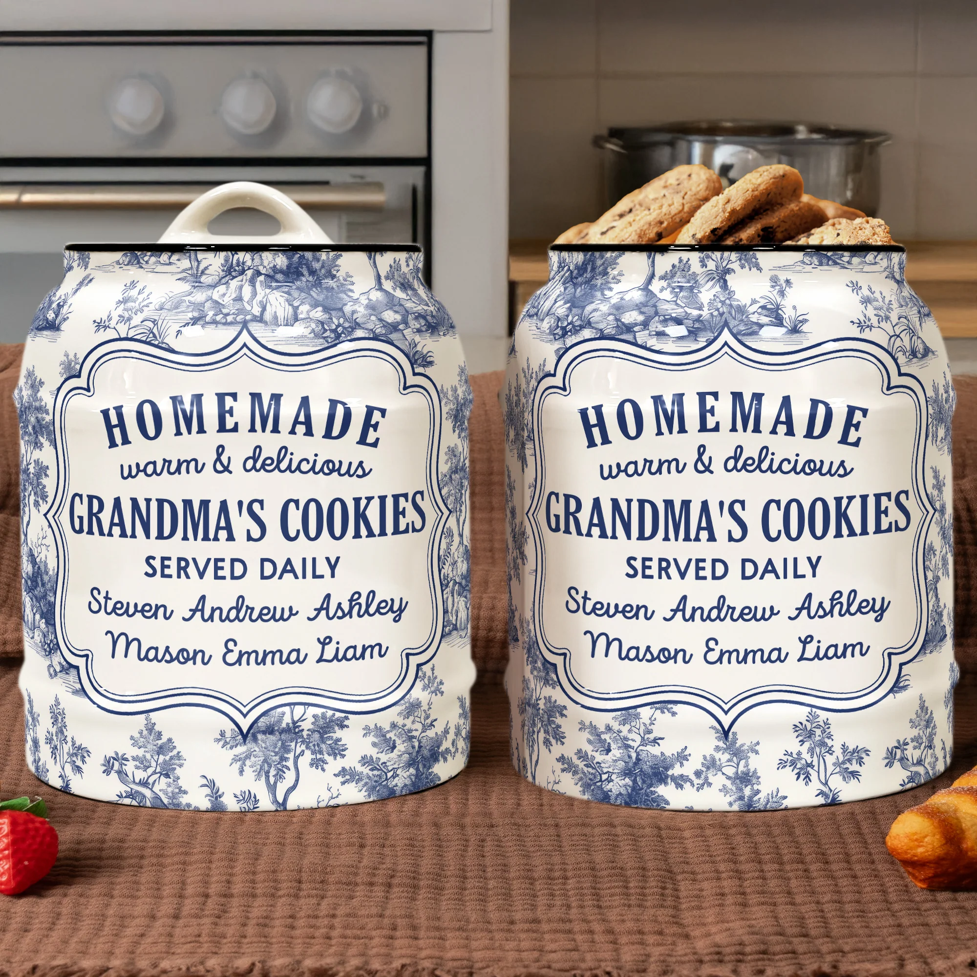 Grandma's Cookies Toile de Jouy Style - Personalized Cookie Jar - Image 2