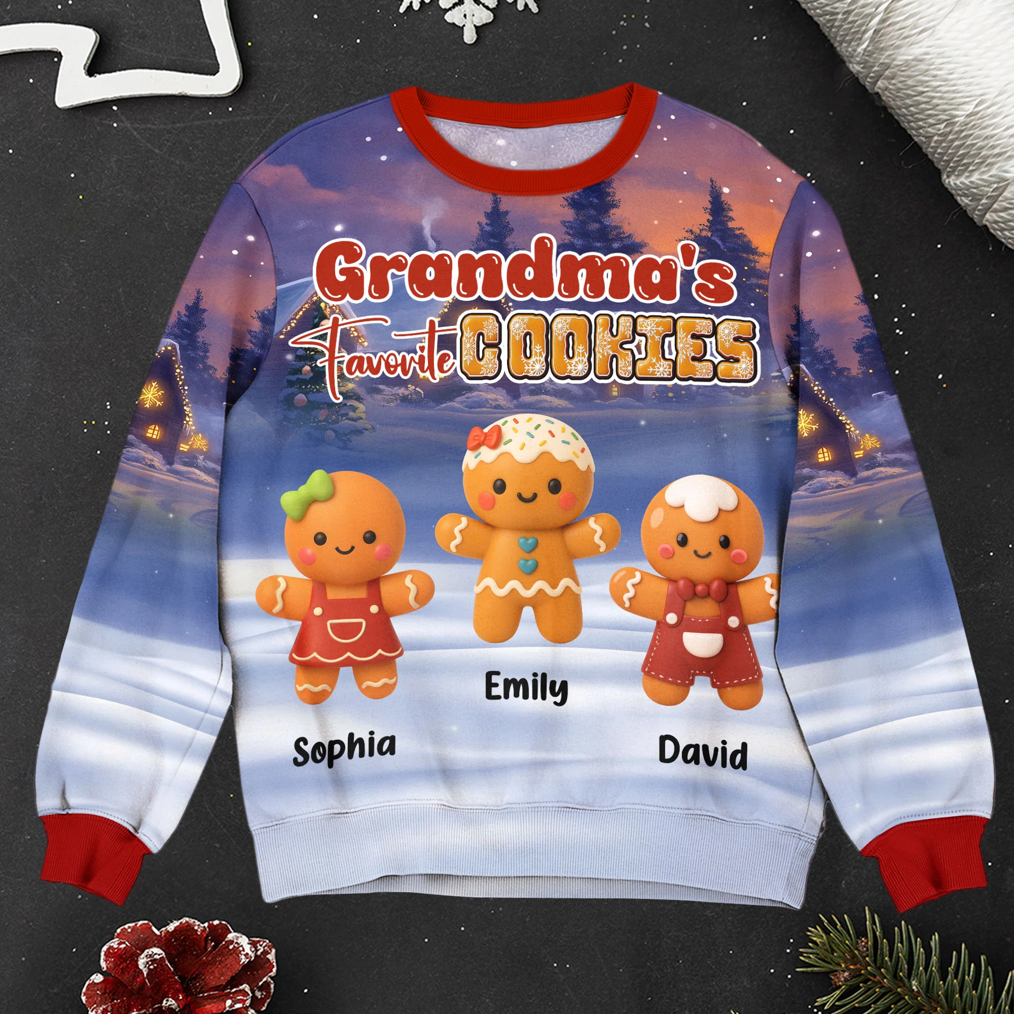 Grandma's Favorite Cookie - Personalized AOP Sweatshirt - Image 3