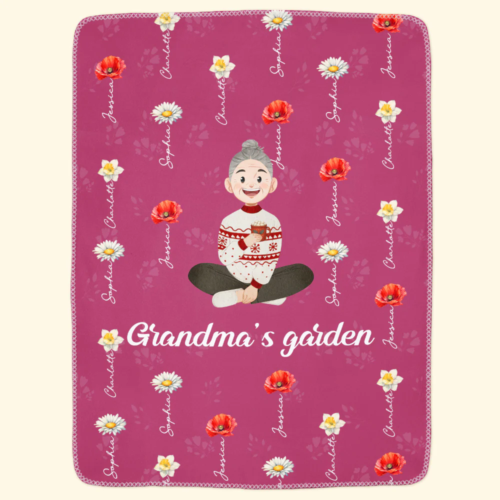 Grandma's Garden Birth Flower - Personalized Blanket - Image 2