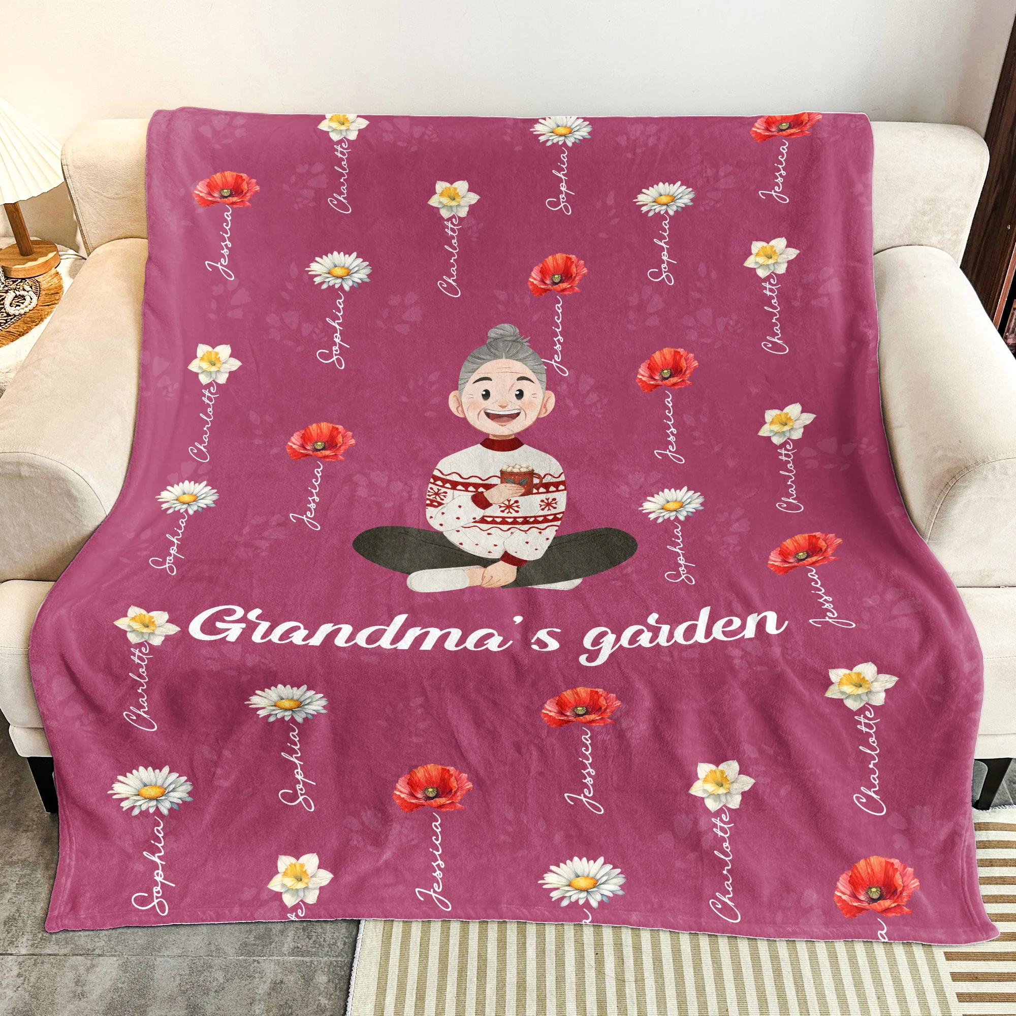 Grandma's Garden Birth Flower - Personalized Blanket - Image 3