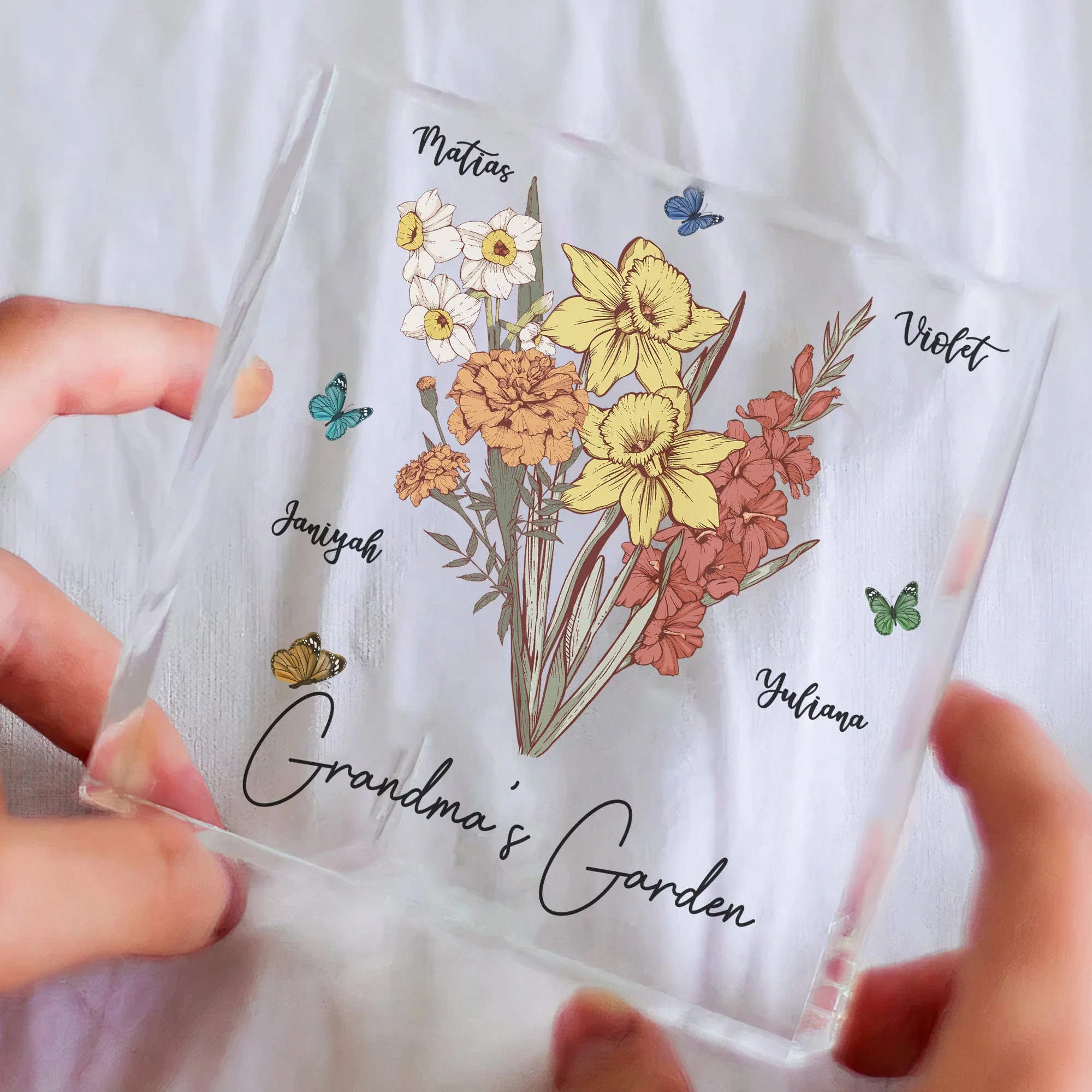 Grandma's Garden Birth Flowers - Personalized Acrylic Plaque - Image 2