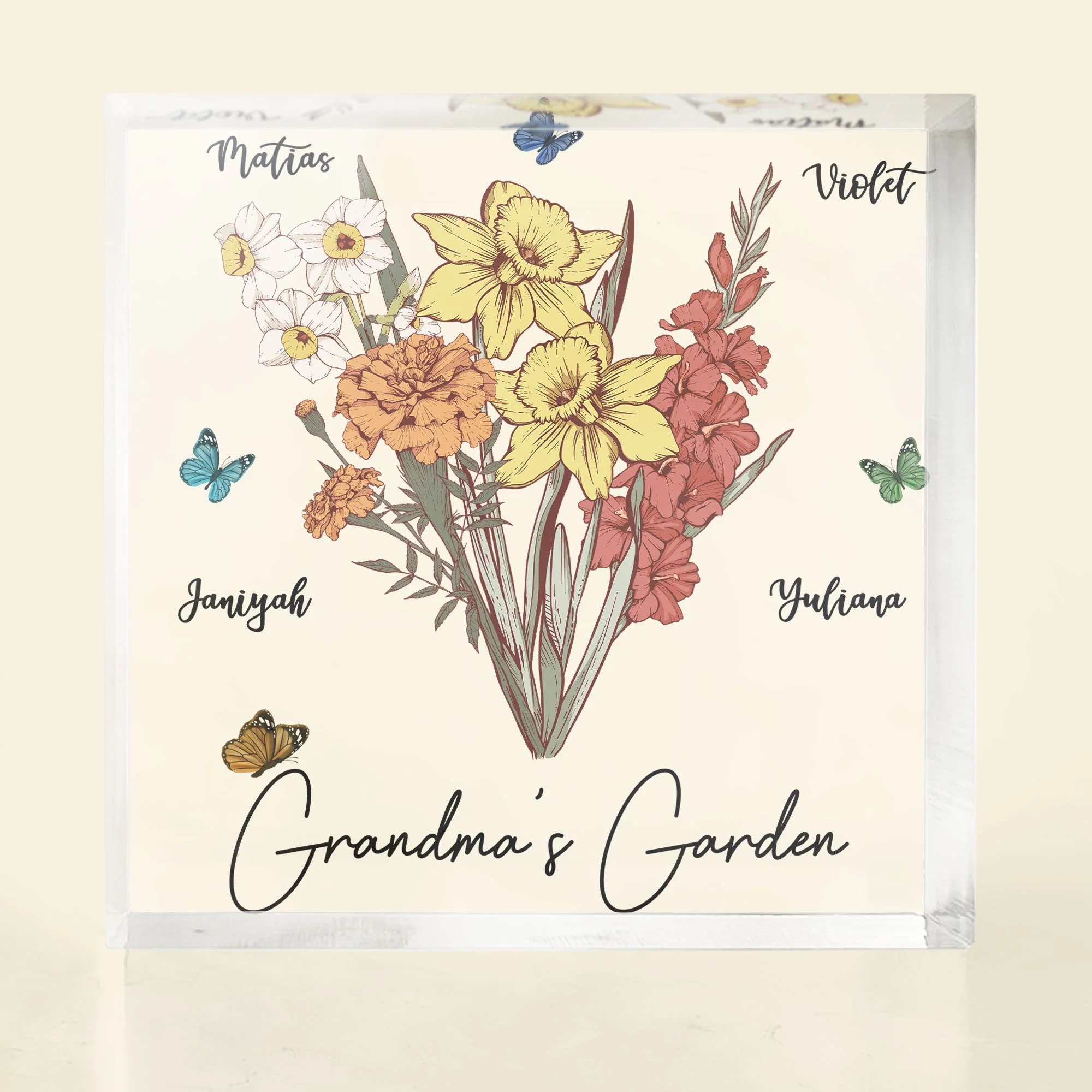 Grandma's Garden Birth Flowers - Personalized Acrylic Plaque - Image 3