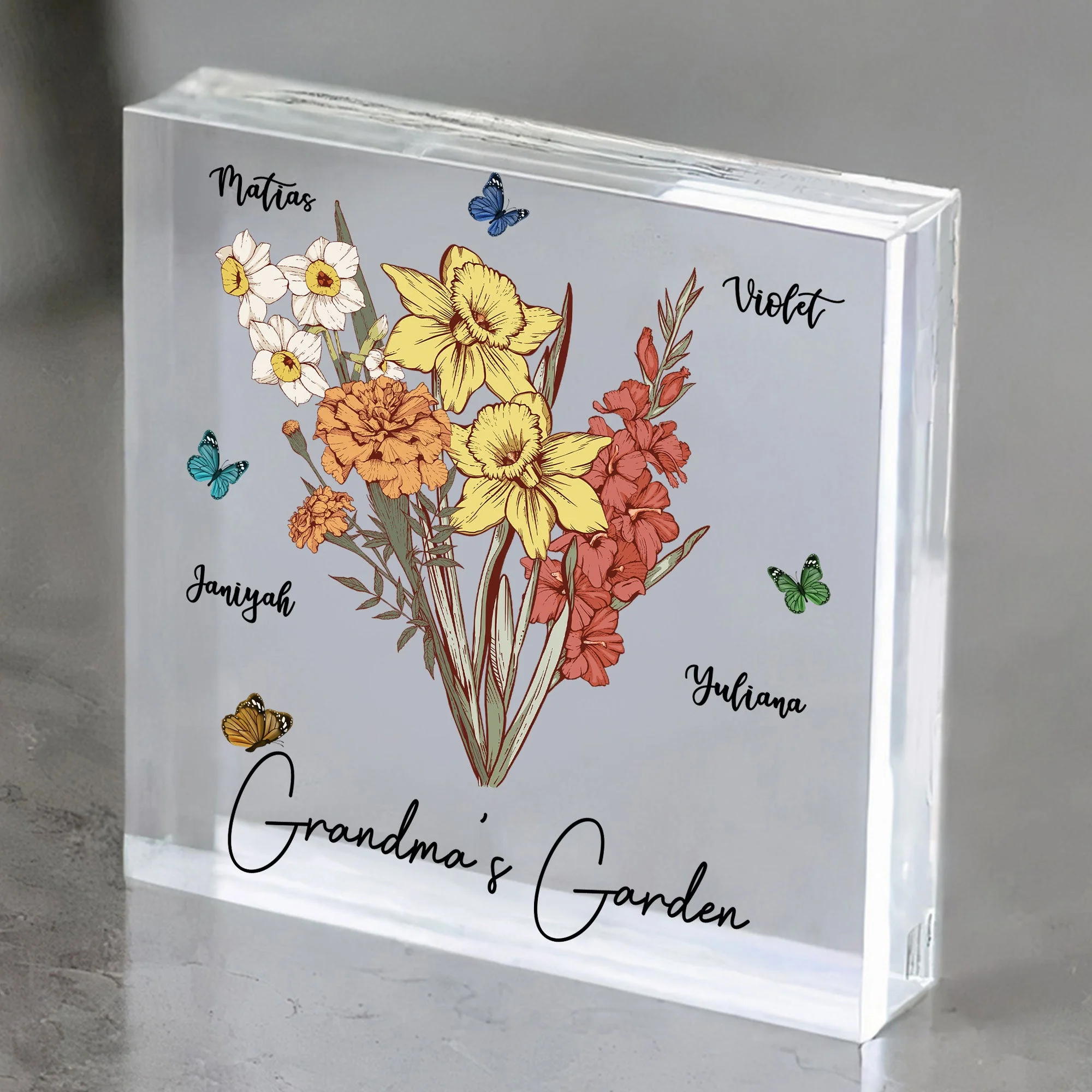 Grandma's Garden Birth Flowers - Personalized Acrylic Plaque - Image 6