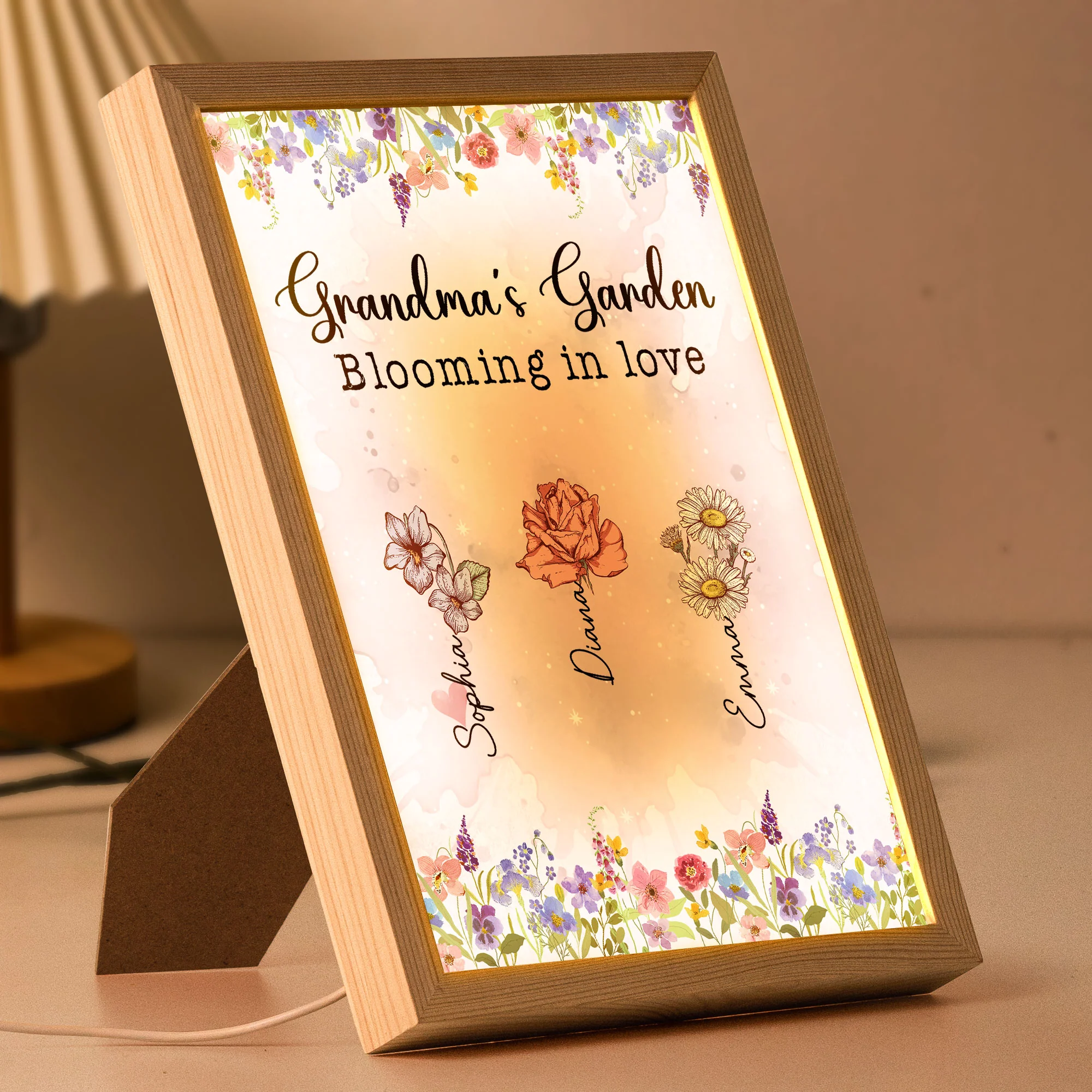 Grandma's Garden Blooming In Love - Personalized Light Up Picture Frame - Image 6