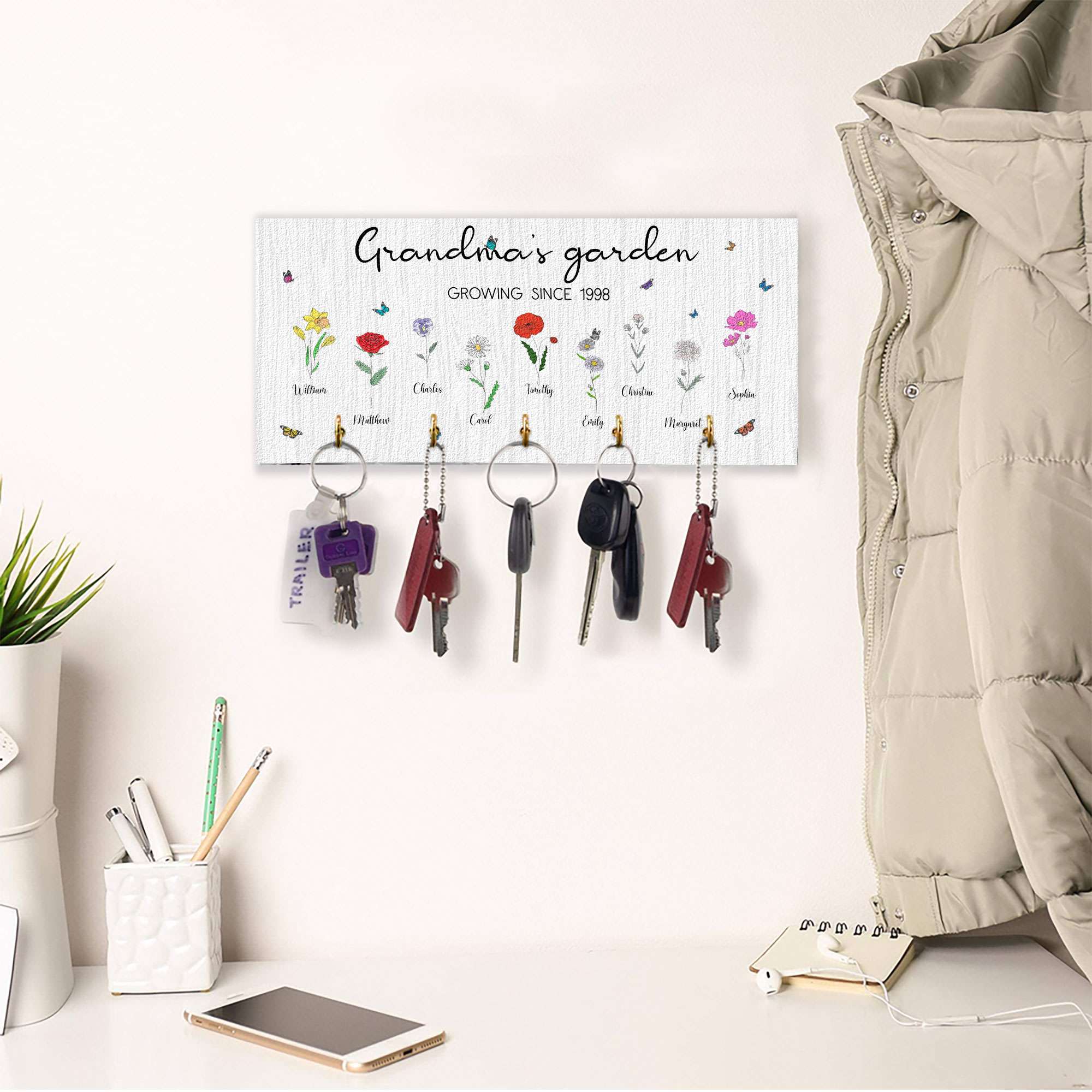 Grandma's Garden Grow With Love - Personalized Key Hanger - Image 5