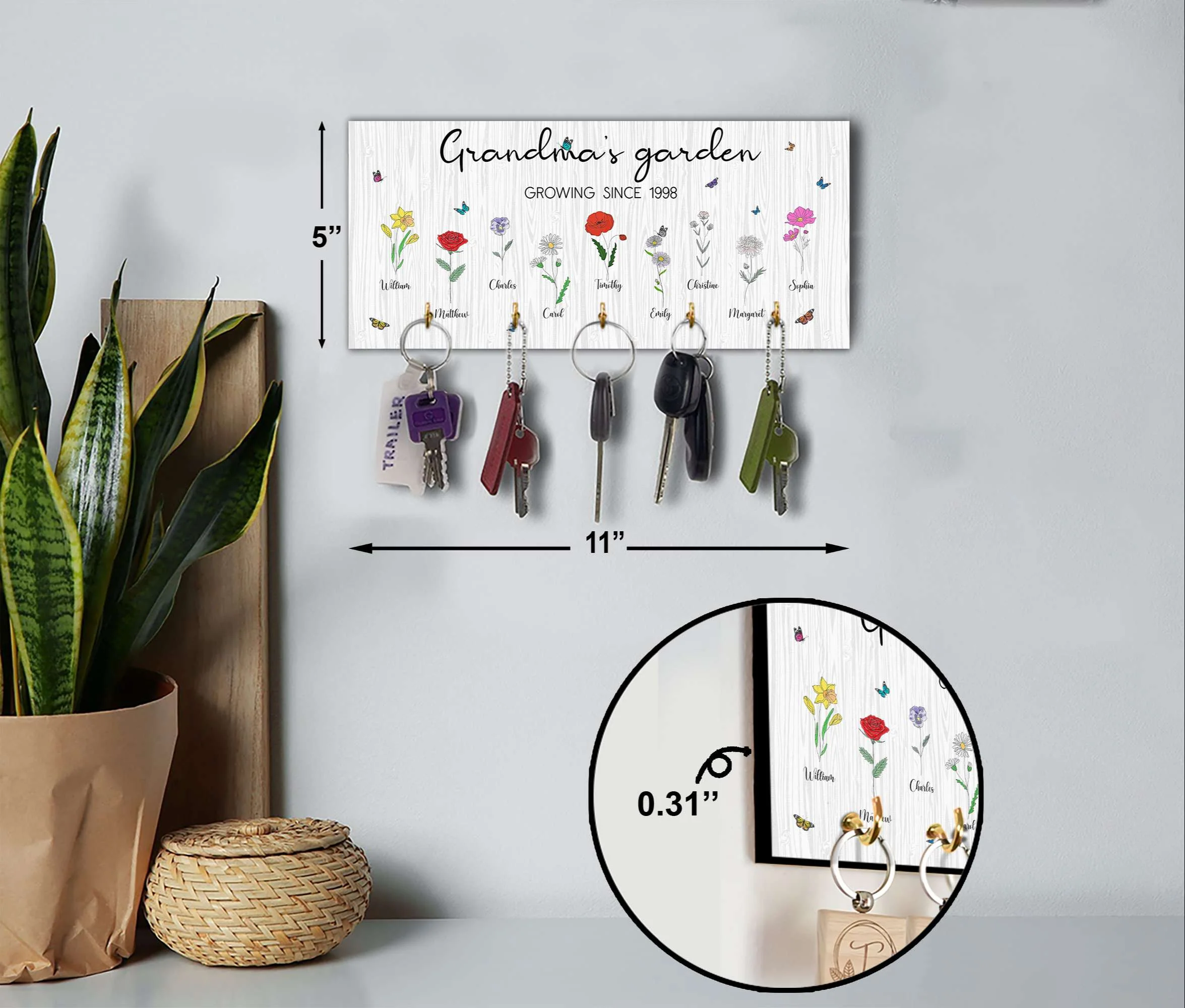 Grandma's Garden Grow With Love - Personalized Key Hanger - Image 6