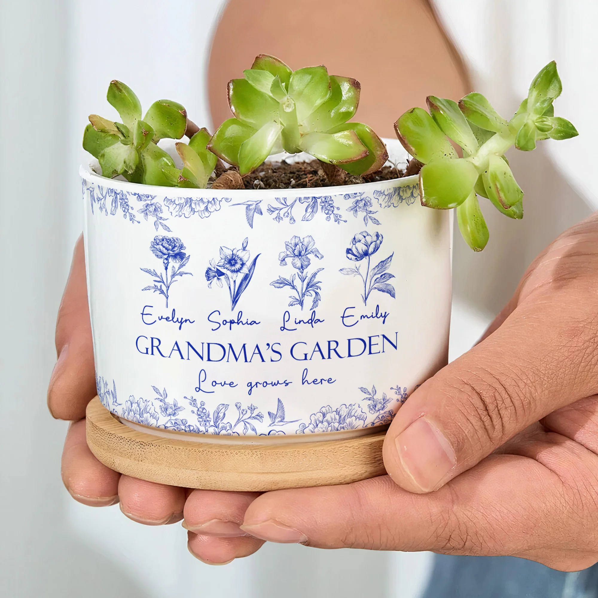 Grandma's Garden Love Grows Here Gift For Grandma - Personalized Ceramic Plant Pot - Image 7