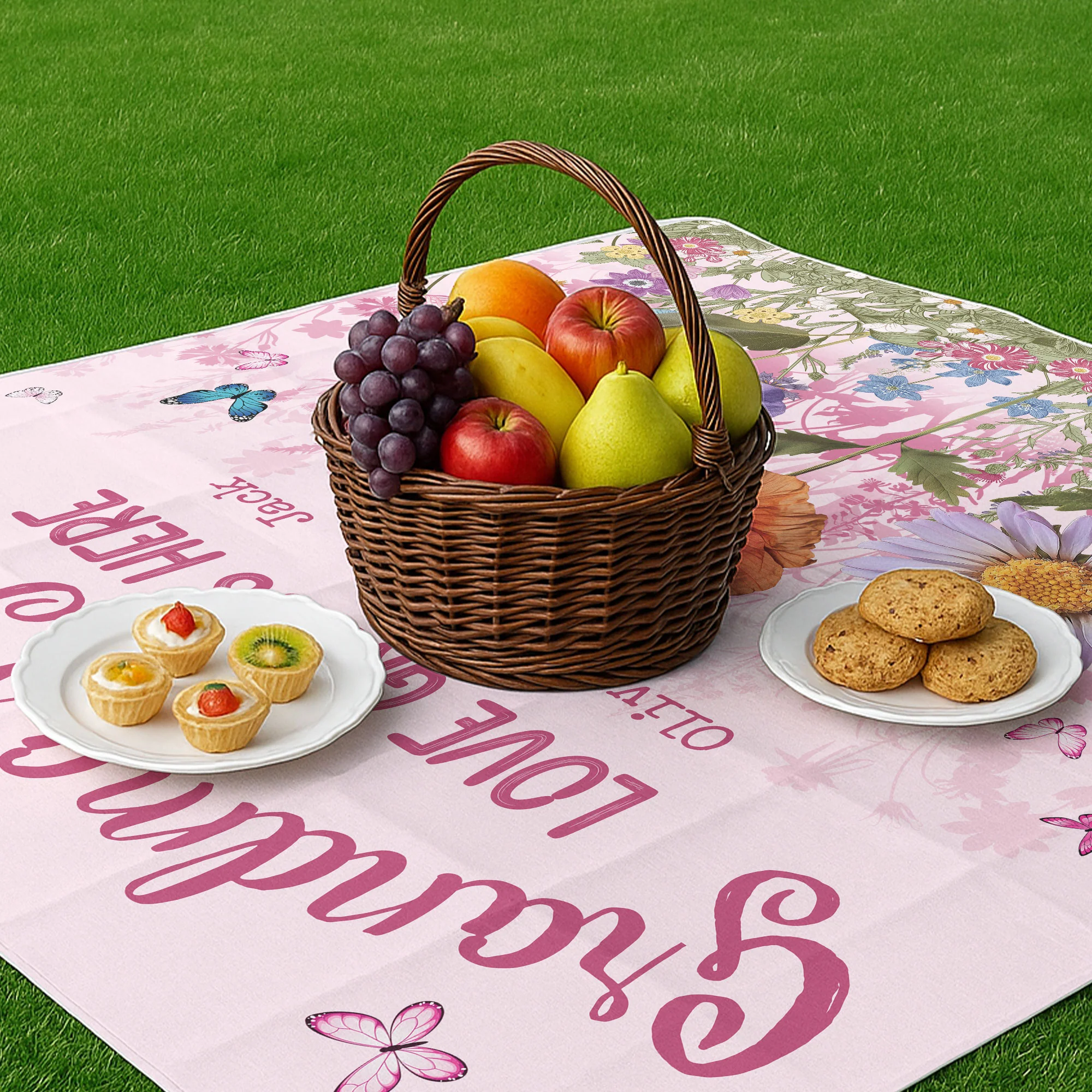 Grandma's Garden Love Grows Here - Personalized Picnic Blanket - Image 3