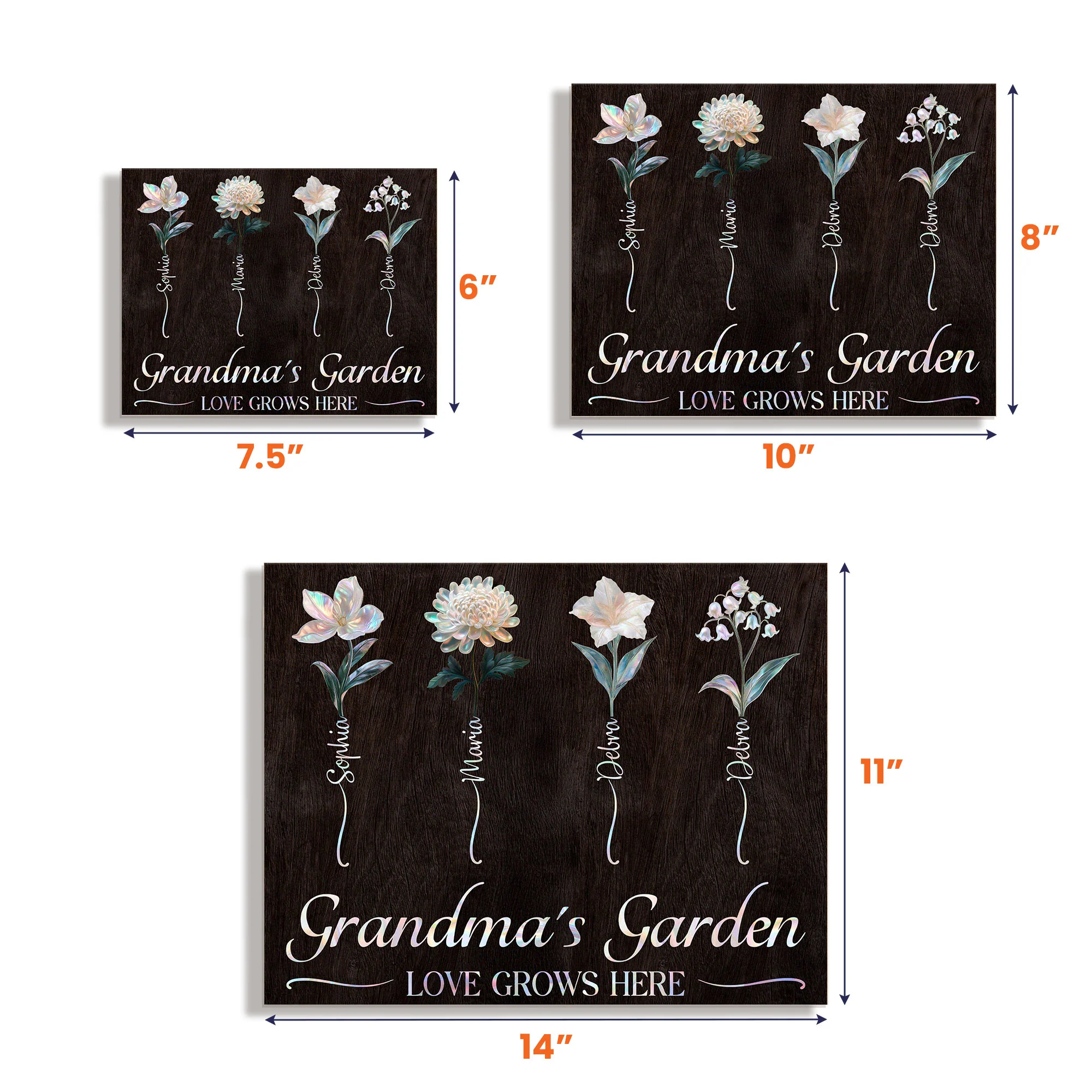 Grandma's Garden - Mother Of Pearl Effect - Personalized Wood Plaque - Image 6