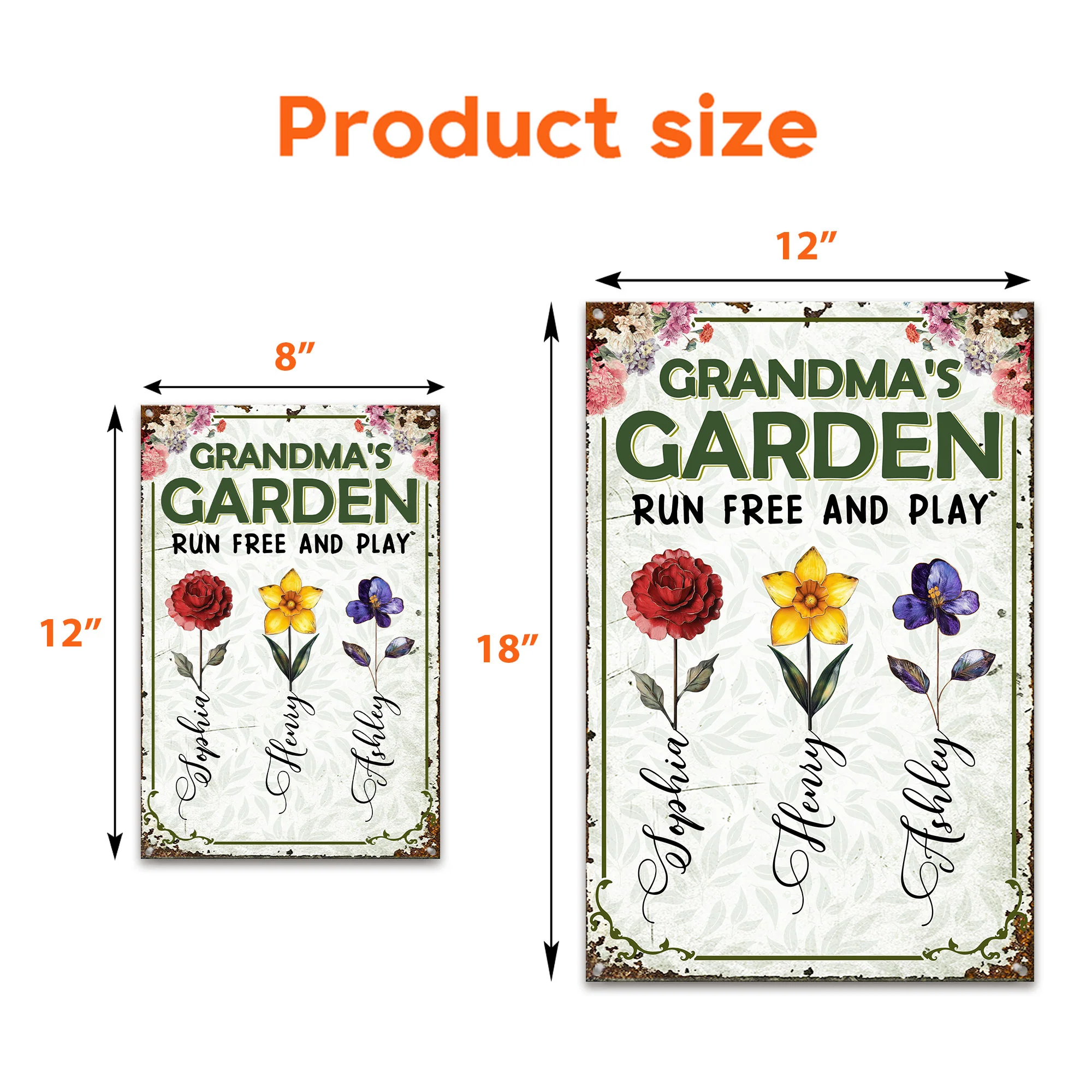 Grandma's Garden Run Free And Play - Personalized Metal Sign - Image 4