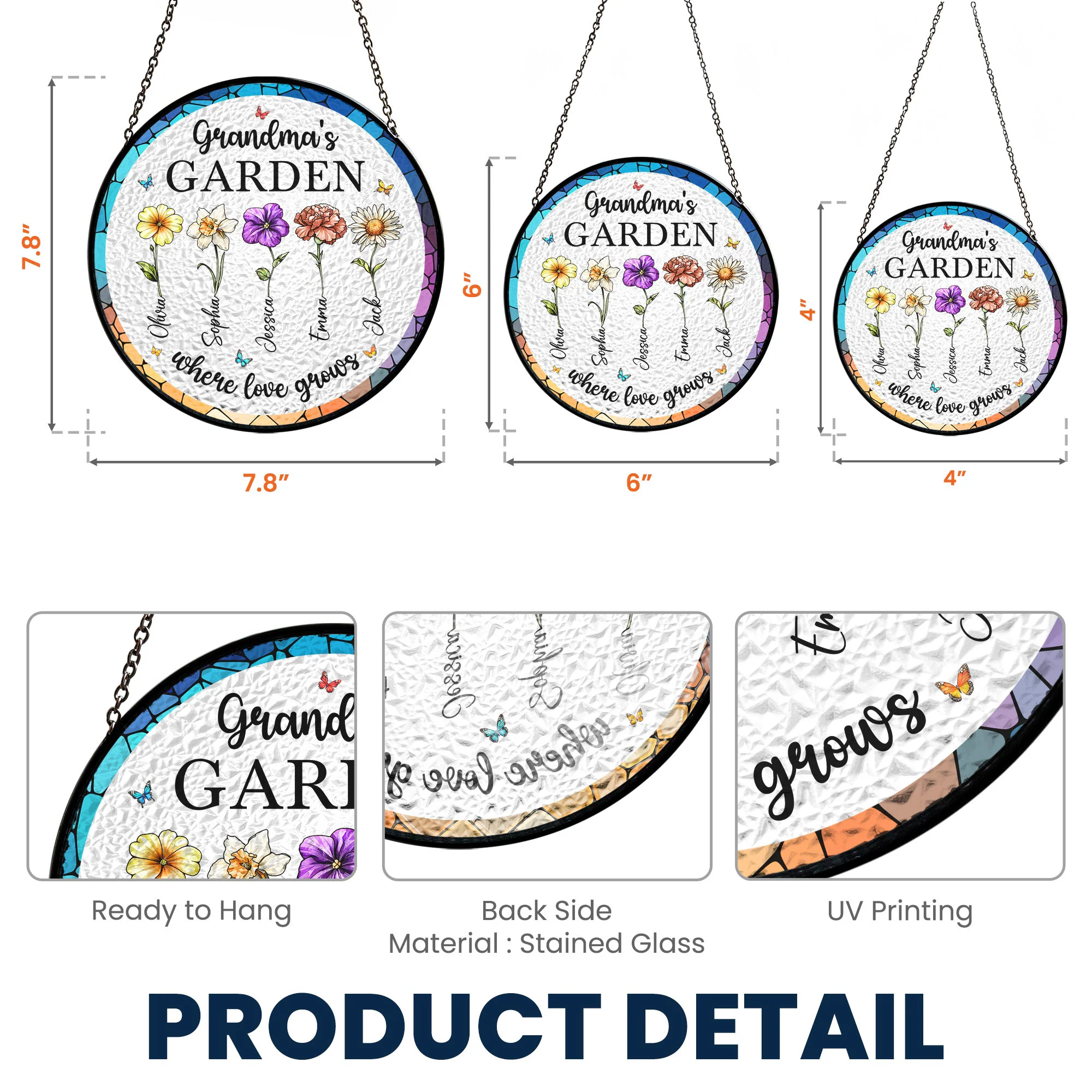 Grandma's Garden Where Love Grows - Personalized Window Hanging Suncatcher - Image 5