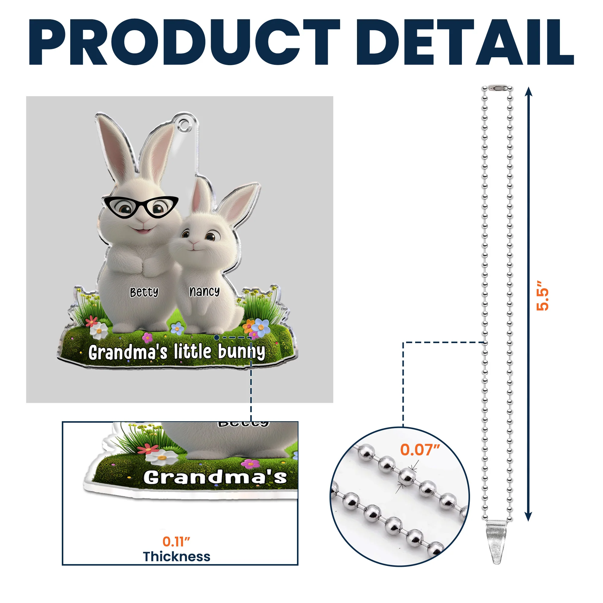 Grandma's Little Bunnies - Personalized Rear View Mirror Accessory - Image 4