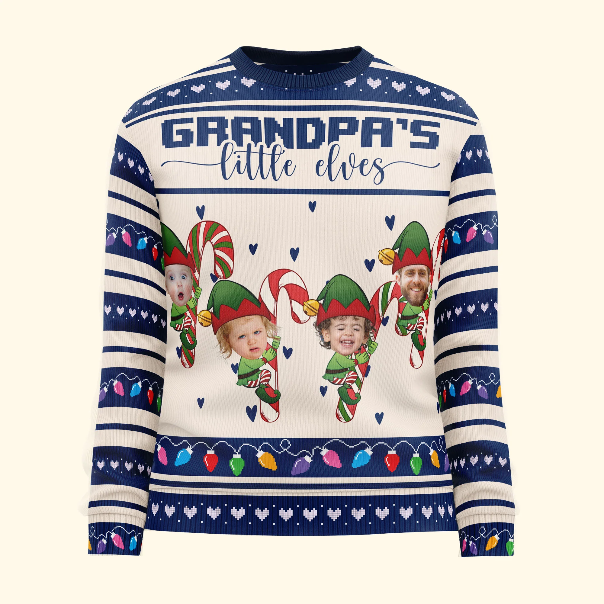 Grandma's Little Elves - Personalized Photo Ugly Sweater - Image 6