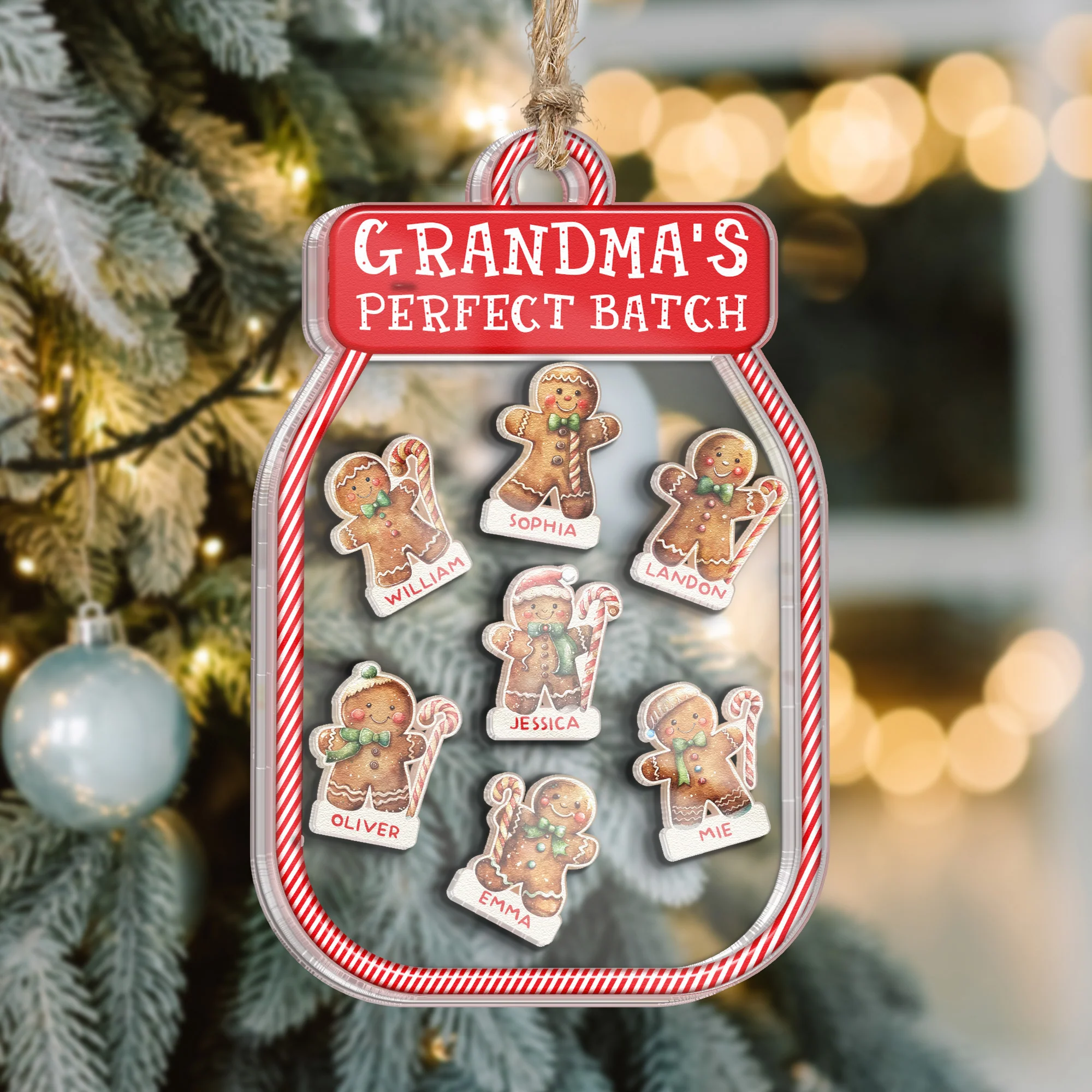 Grandma's Perfect Batch - Personalized 3 Layered Christmas Shaker Ornament - Image 5