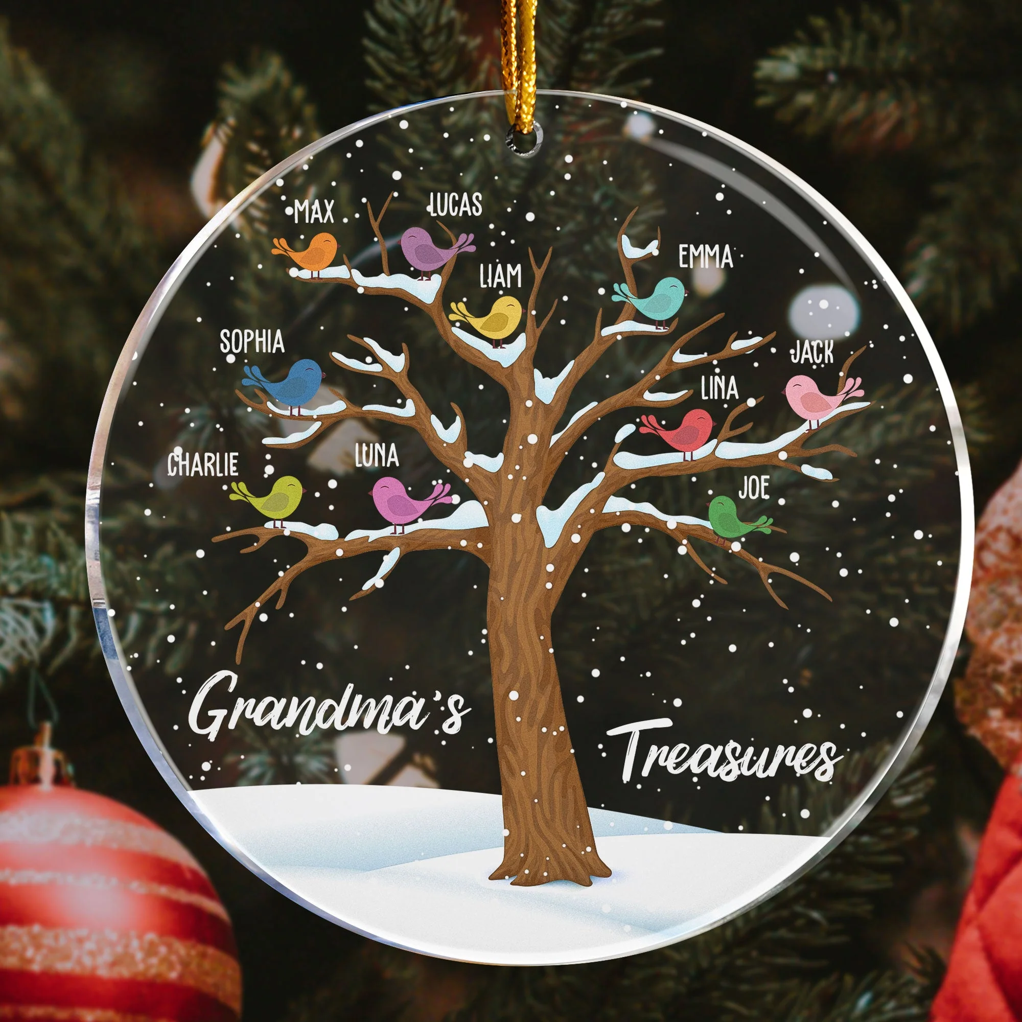 Grandma's Treasures - Personalized Circle Acrylic Ornament - Image 3