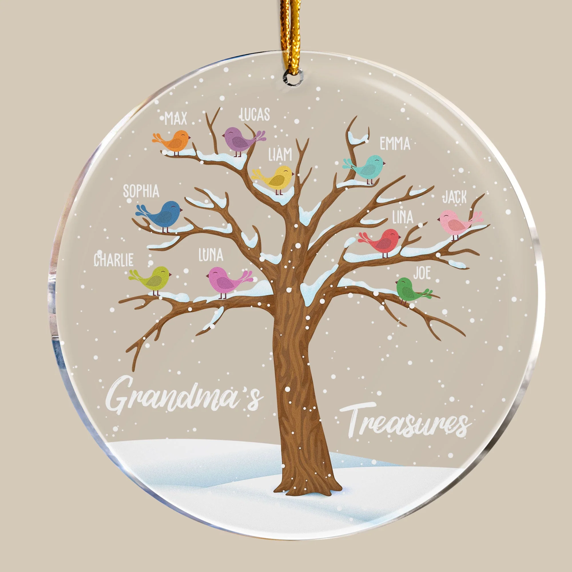 Grandma's Treasures - Personalized Circle Acrylic Ornament - Image 4