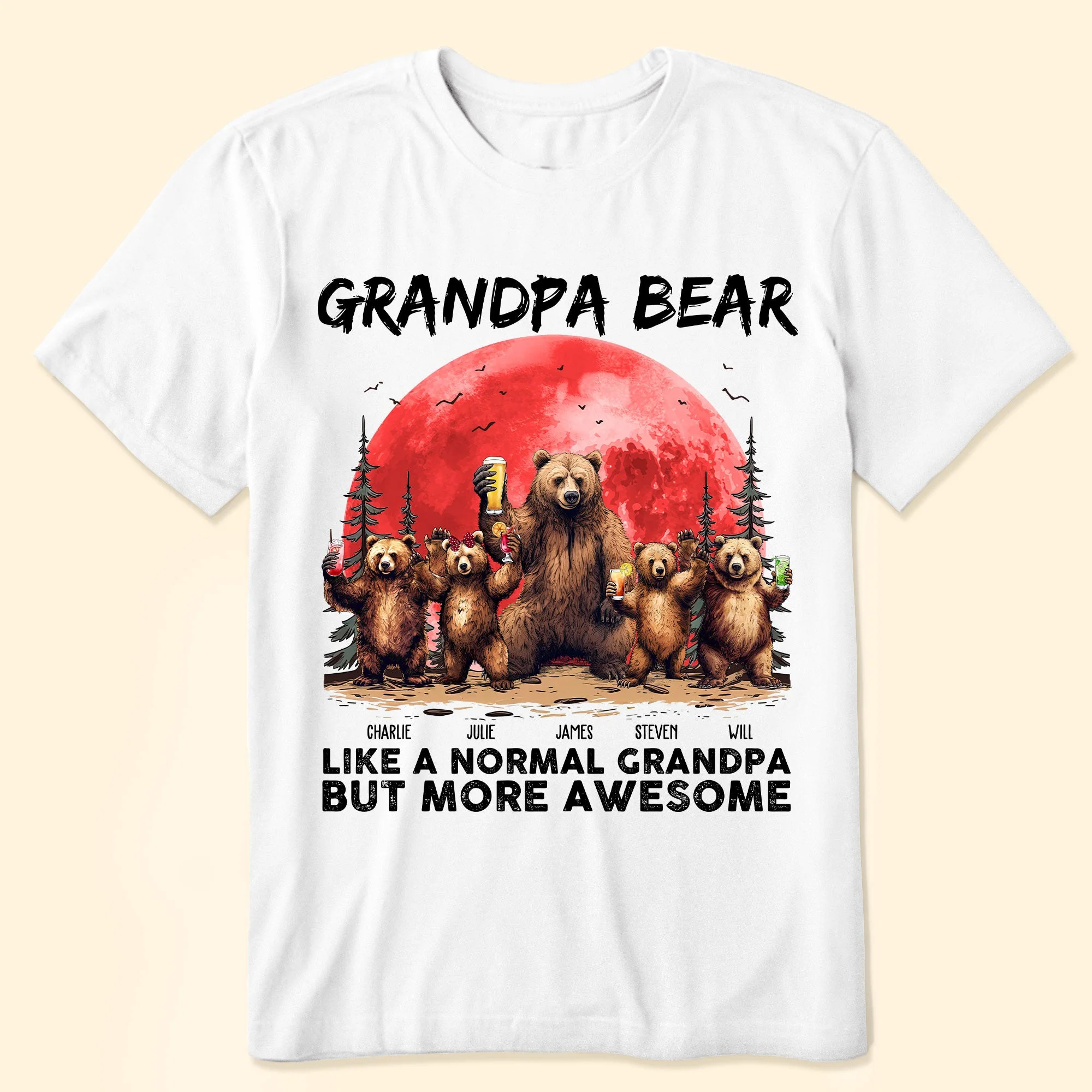 Grandpa Bear Like A Normal Grandpa - Personalized Shirt - Image 2