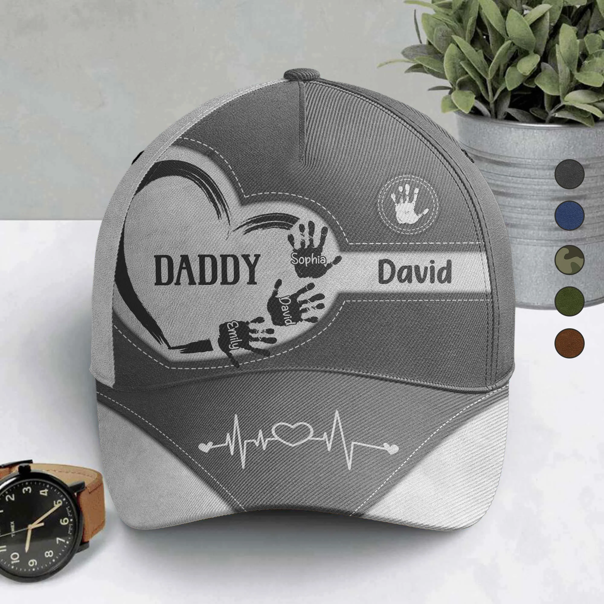 Grandpa Dad Kids Handprints - Personalized Classic Cap - Gift For Grandpa - Image 2