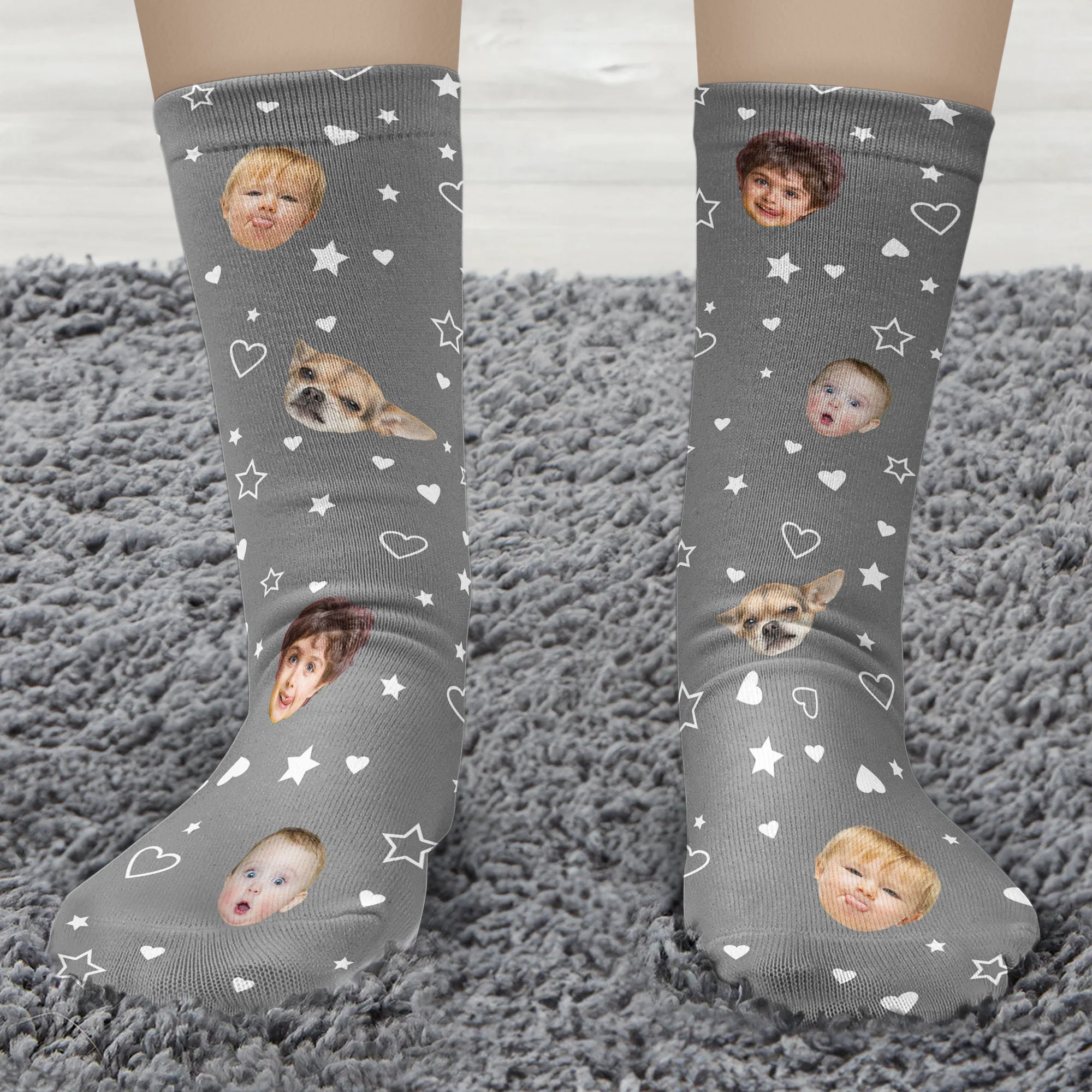 Grandpa, Dad Not Sleeping, He Is Resting His Eyes - Personalized Photo Crew Socks - Image 4