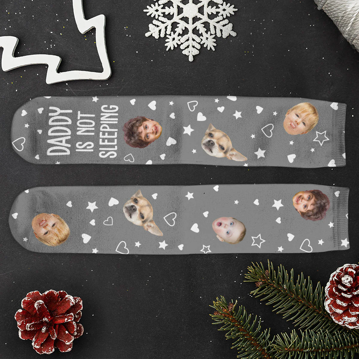 Grandpa, Dad Not Sleeping, He Is Resting His Eyes - Personalized Photo Crew Socks - Image 6