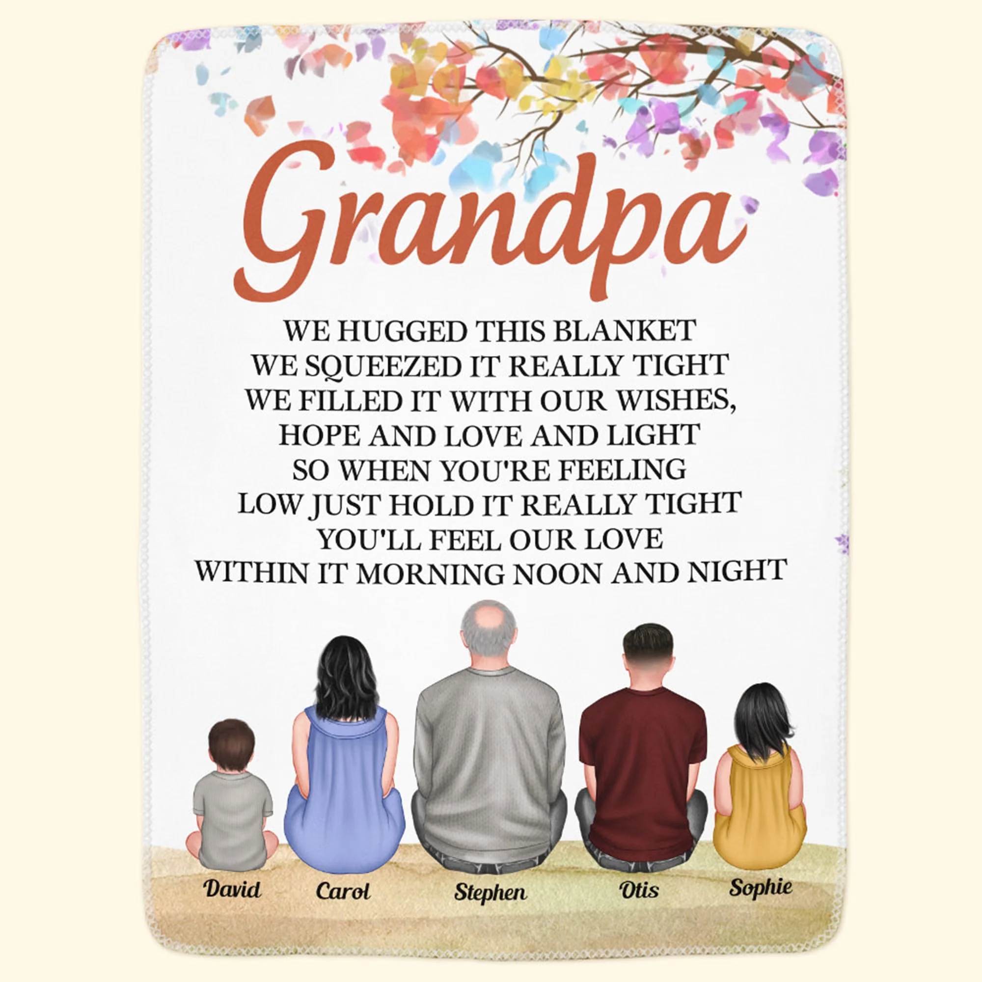 Grandpa, Hug This Blanket To Feel Our Love In It - Personalized Blanket - Image 3
