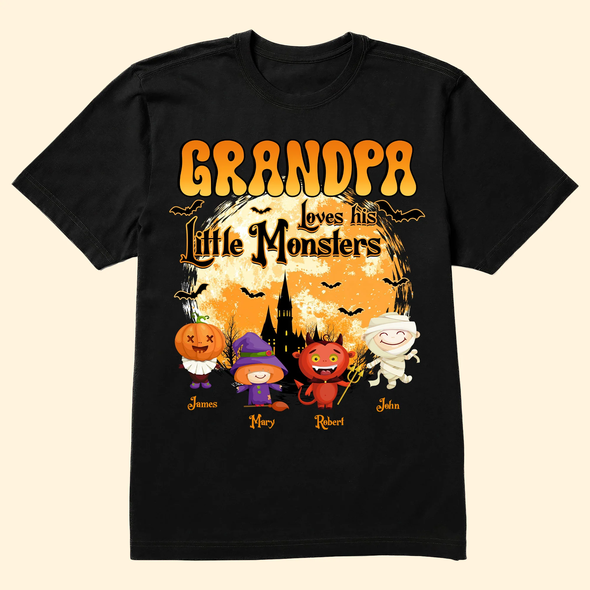 Grandpa Loves His Little Monsters Halloween Gift - Personalized Shirt - Image 3
