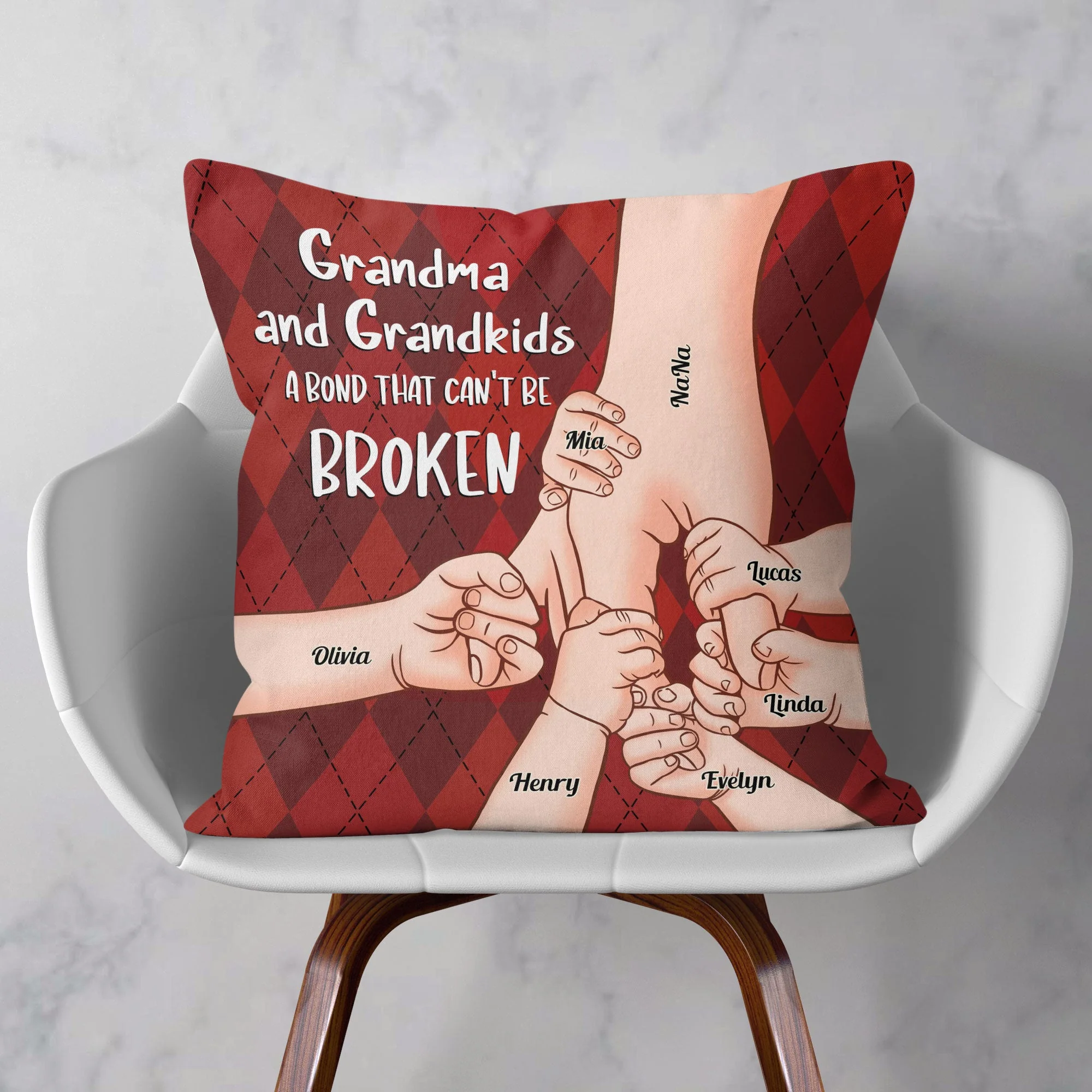 Grandparent And Grandkid A Bond That Can't Be Broken - Personalized Pillow (Insert Included) - Image 2