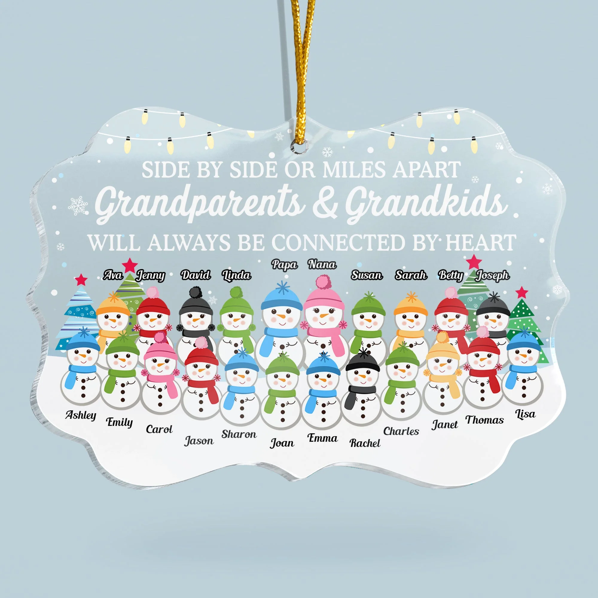 Grandparents & Grandkids - Always Be Connected By Heart - Personalized Acrylic Ornament - Image 2