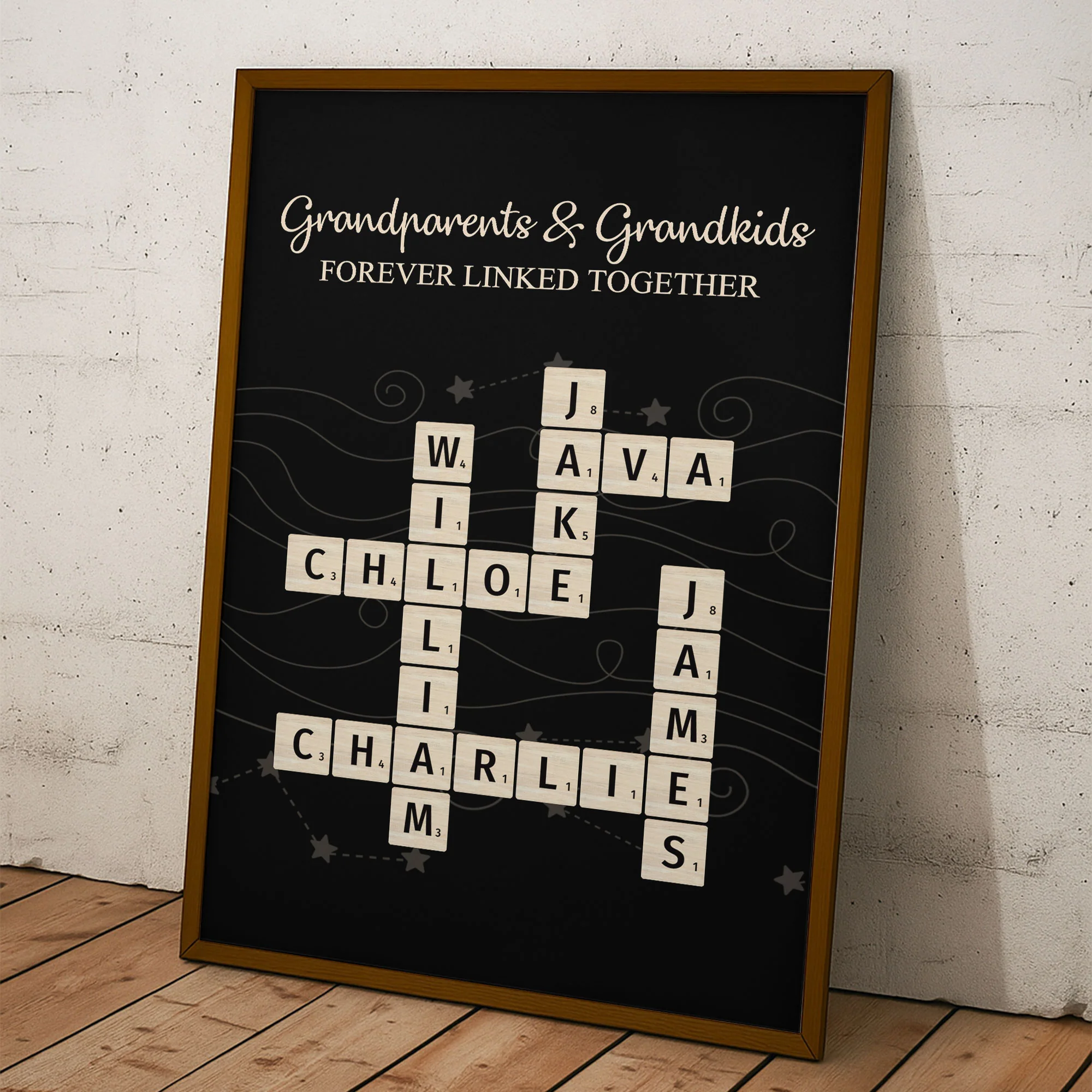 Grandparents & Grandkids Forever Linked Together Scrabble - Personalized Poster - Image 4
