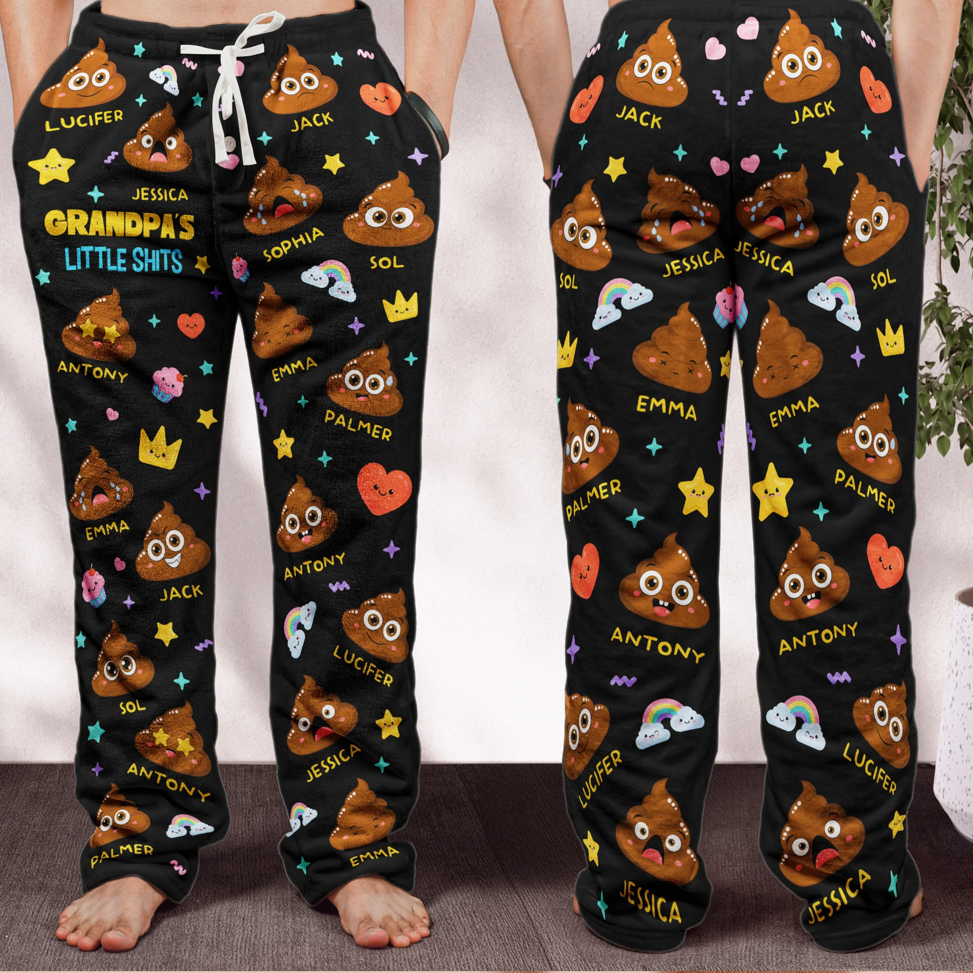 Grandpa's Little Shit - Personalized Fleece Pajama Pants - Image 4