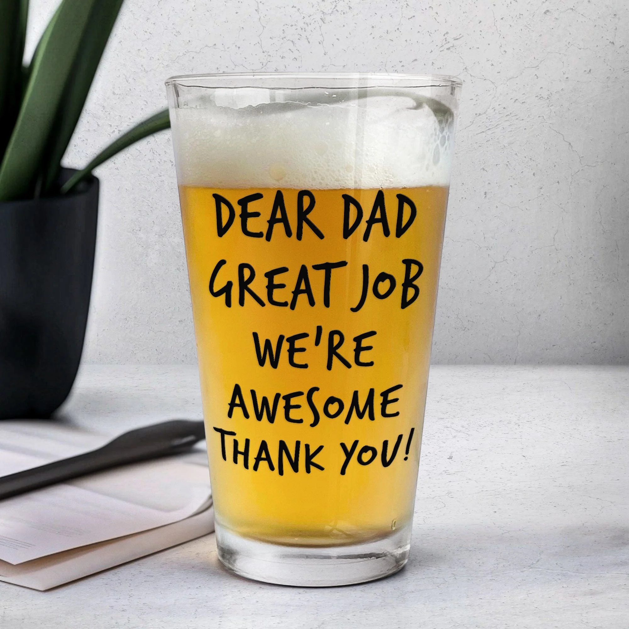 Great Job Dad We're Awesome - Personalized Photo Beer Glass - Image 5