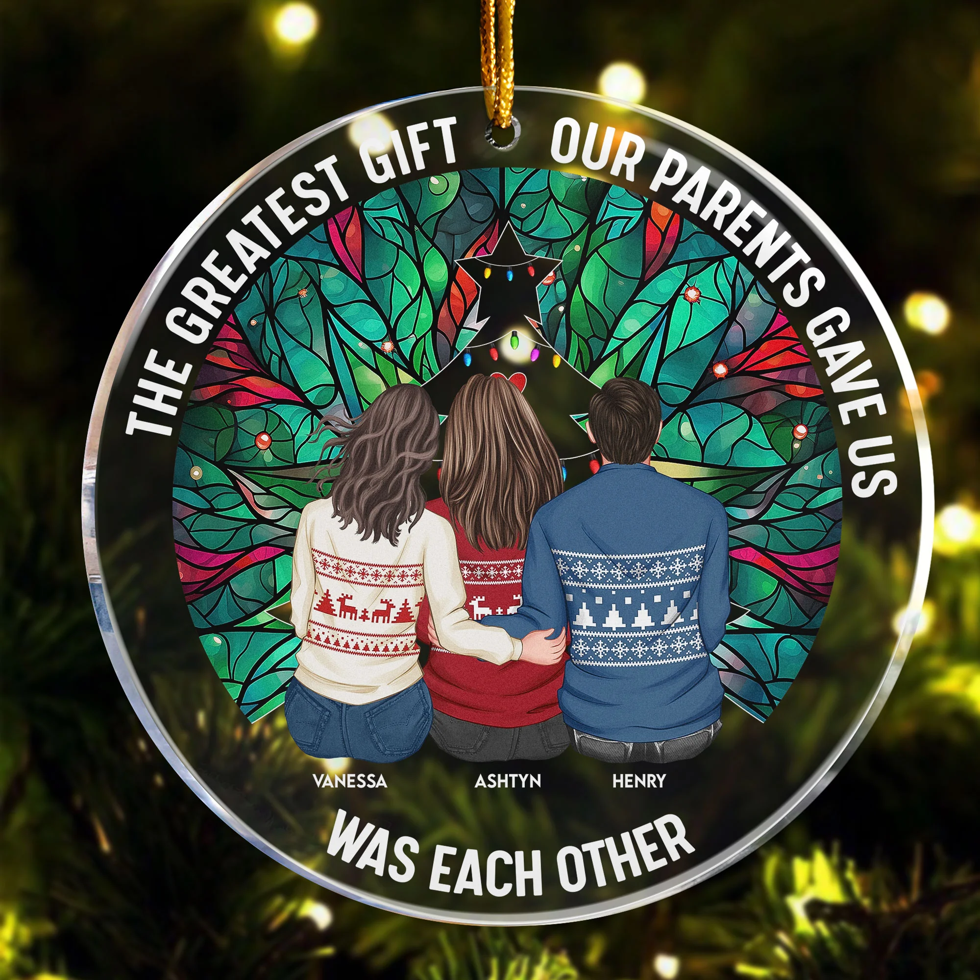 Greatest Gift Our Parents Gave Us Was Each Other - Personalized Acrylic Ornament - Image 4