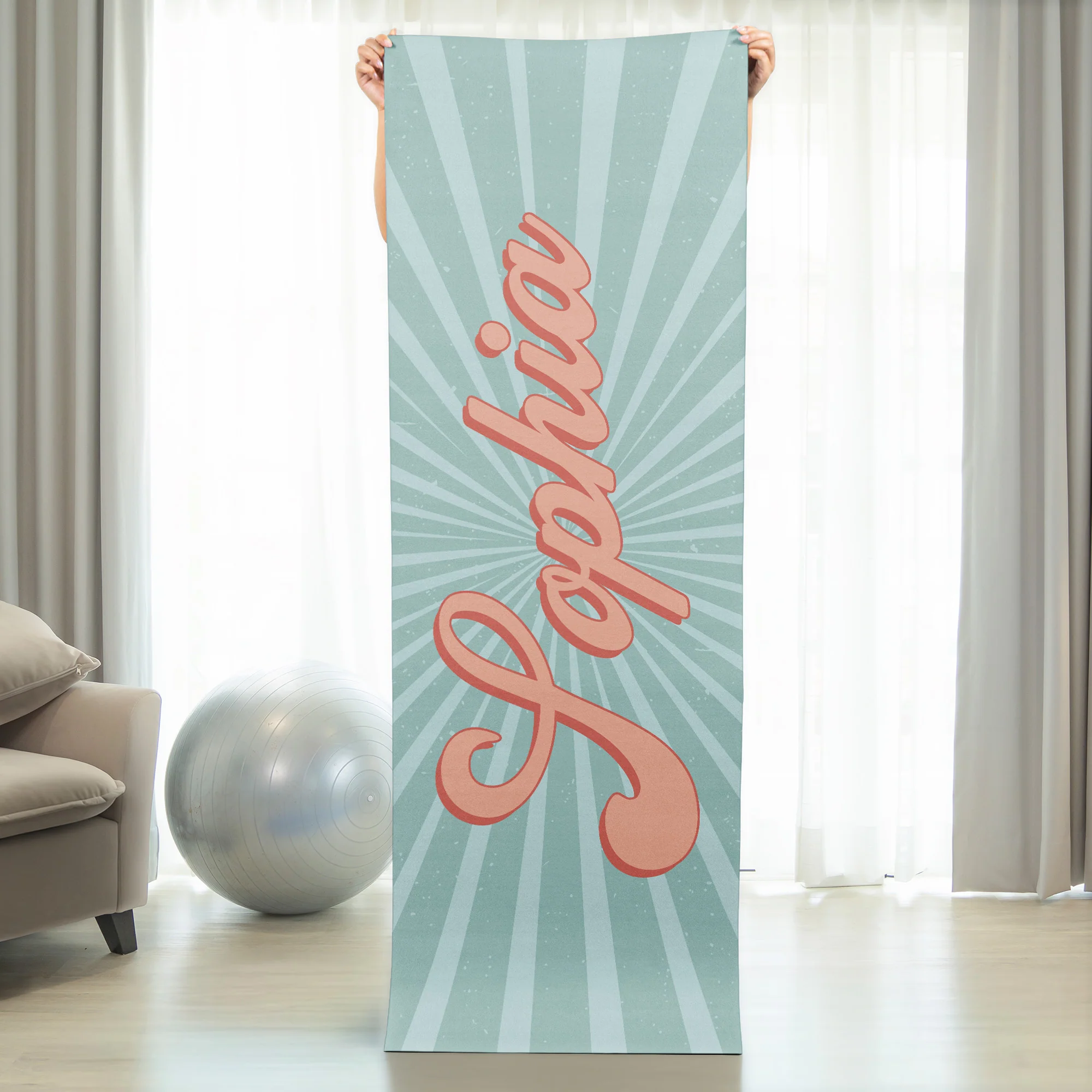 Groovy Retro Custom Name - Personalized Yoga Mat - Image 2