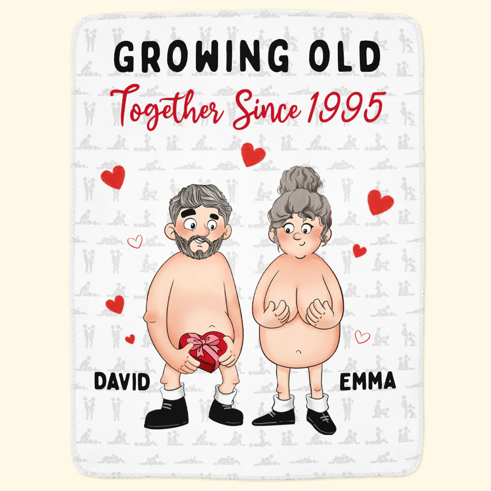 Growing Old Together Since Naughty Couple - Personalized Blanket - Image 5