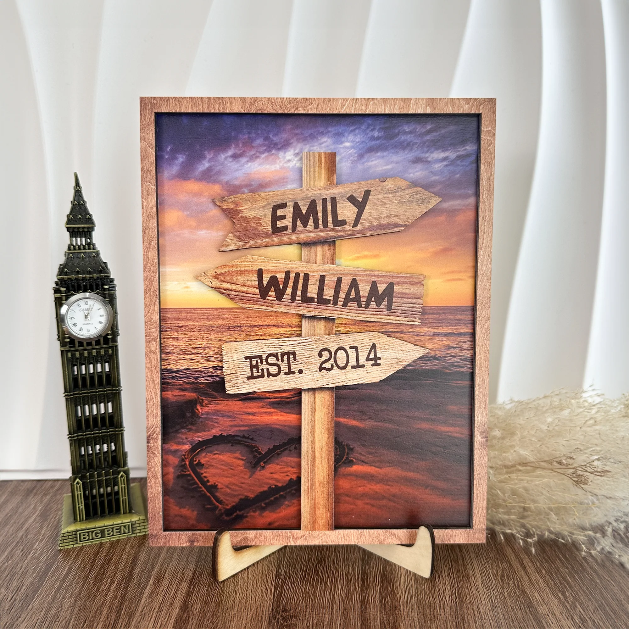 Guidepost Sign With Custom Names Special Place - Personalized Wooden Photo Plaque - Image 5