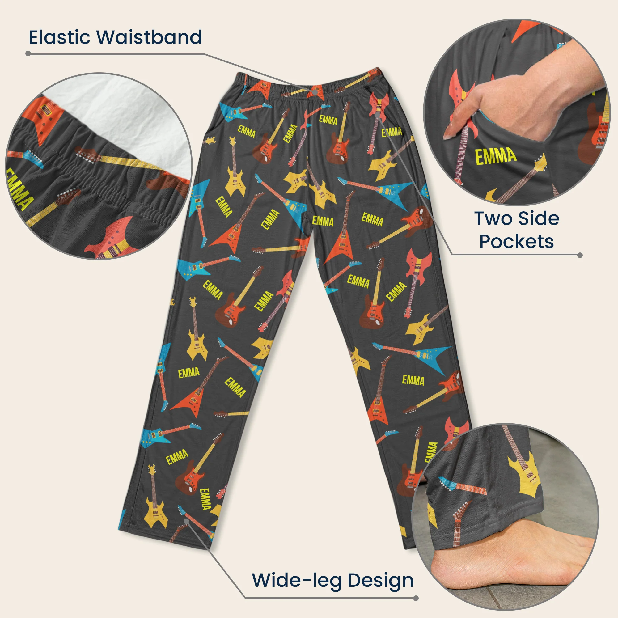 Guitar Lovers, Guitarist - Personalized Sweatpants, Lounge Pants With Pockets - Image 7