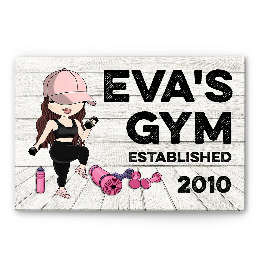 Gym Sign - Personalized Poster/Wrapped Canvas - Gift For Gymer - Cute Fitness Girl - Image 5
