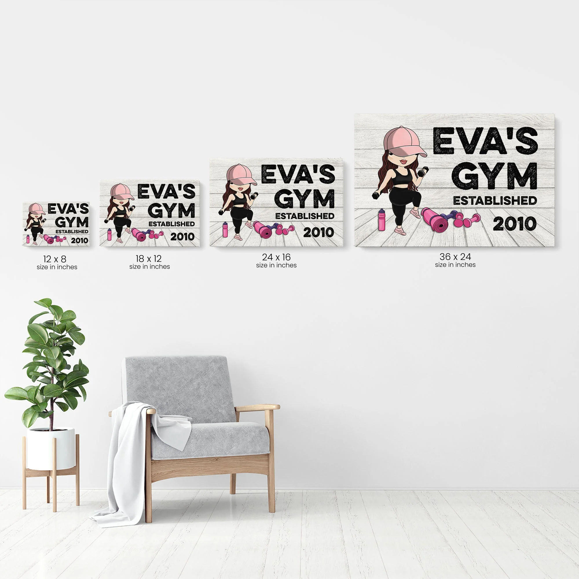 Gym Sign - Personalized Poster/Wrapped Canvas - Gift For Gymer - Cute Fitness Girl - Image 7