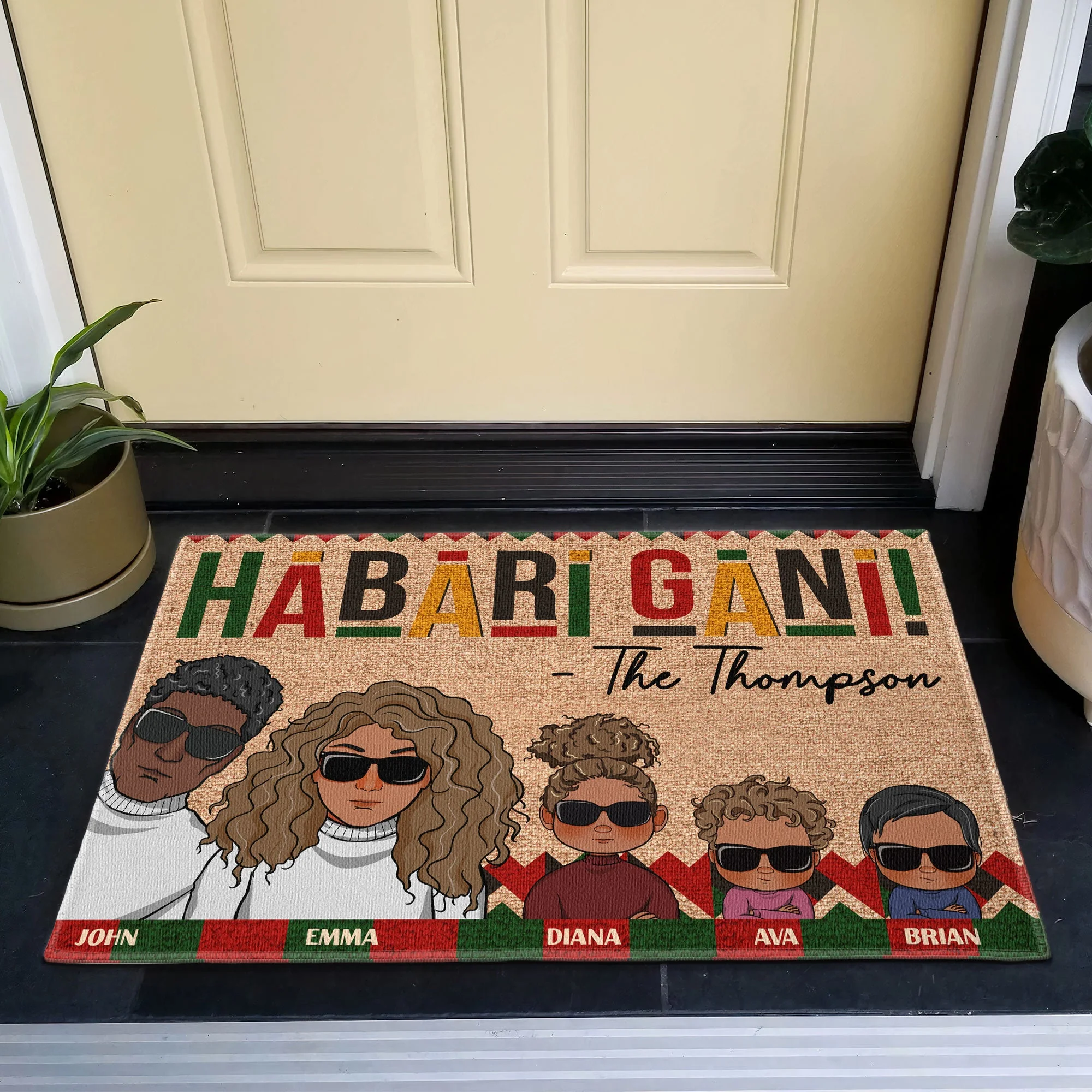 Habari Gani! - Personalized Doormat - Image 2