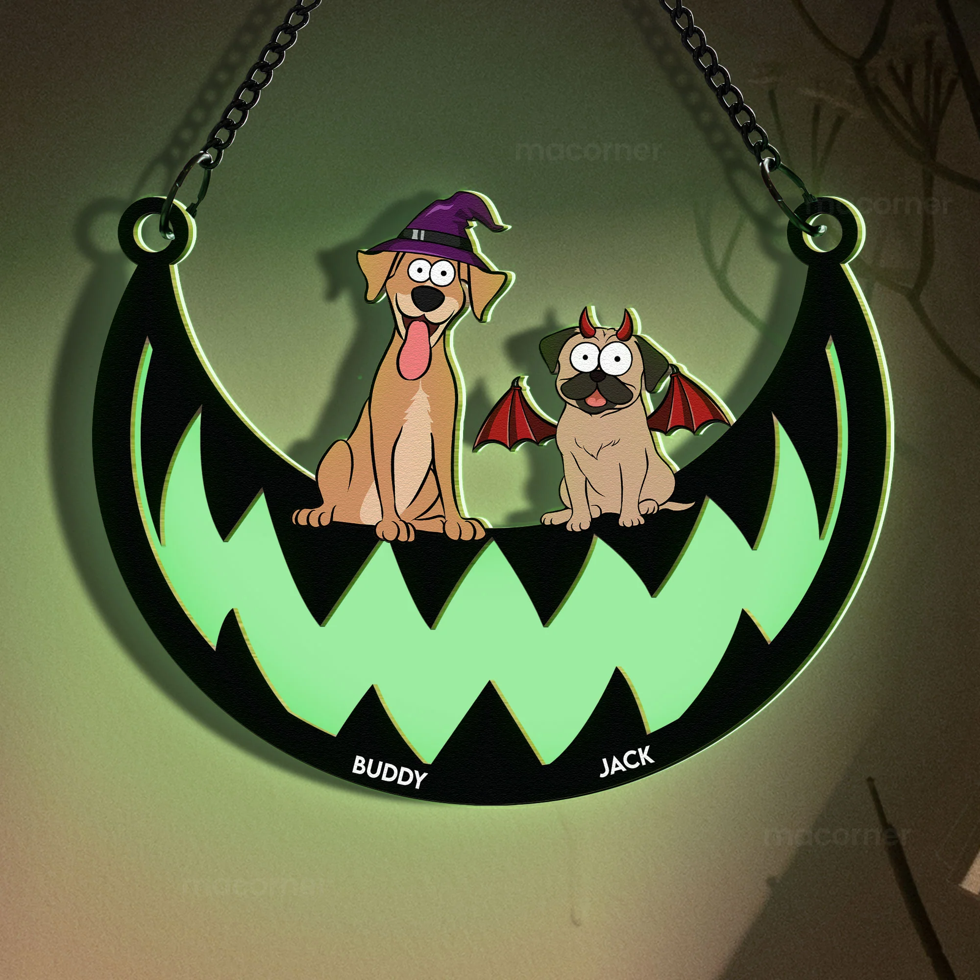 Halloween Costumes Cats & Dogs - Personalized Window Hanging Luminous Suncatcher - Image 2