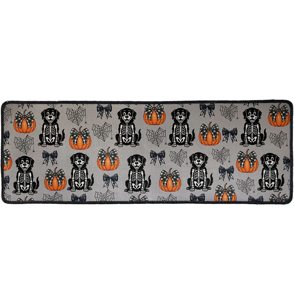 Halloween Pet Pumpkins Spiderwebs Coquette Bows Pattern - Personalized Runner Rug - Image 2