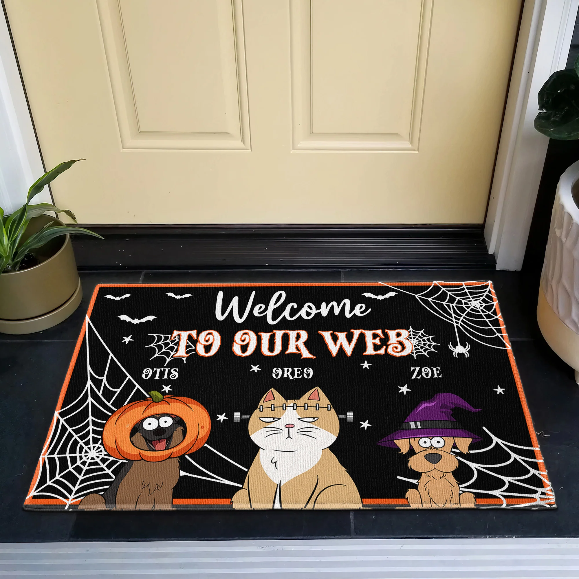 Halloween Pet Welcome To Our Web - Personalized Doormat - Image 3