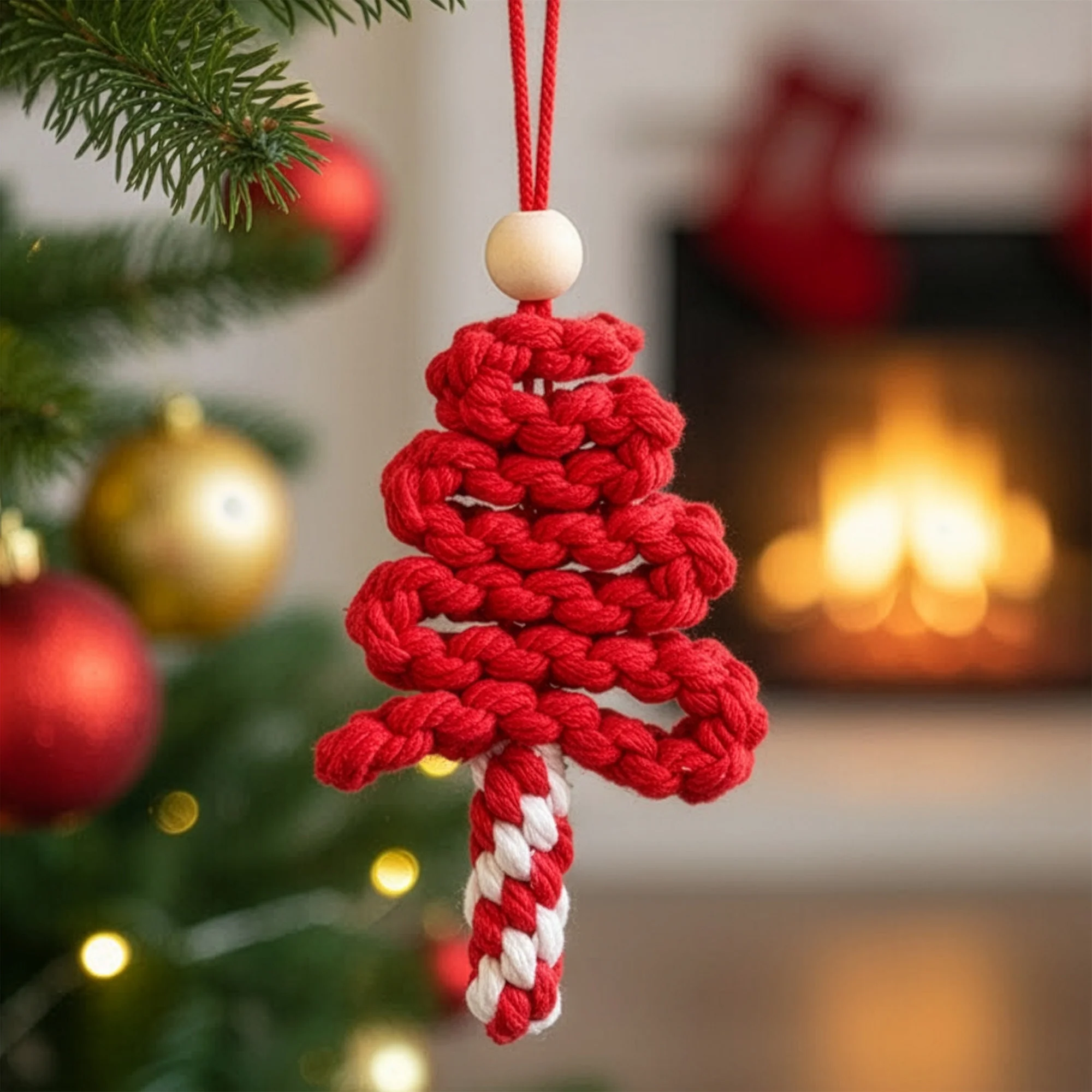 Handmade Chunky Yarn Christmas Tree - Personalized Crochet Ornament - Image 2