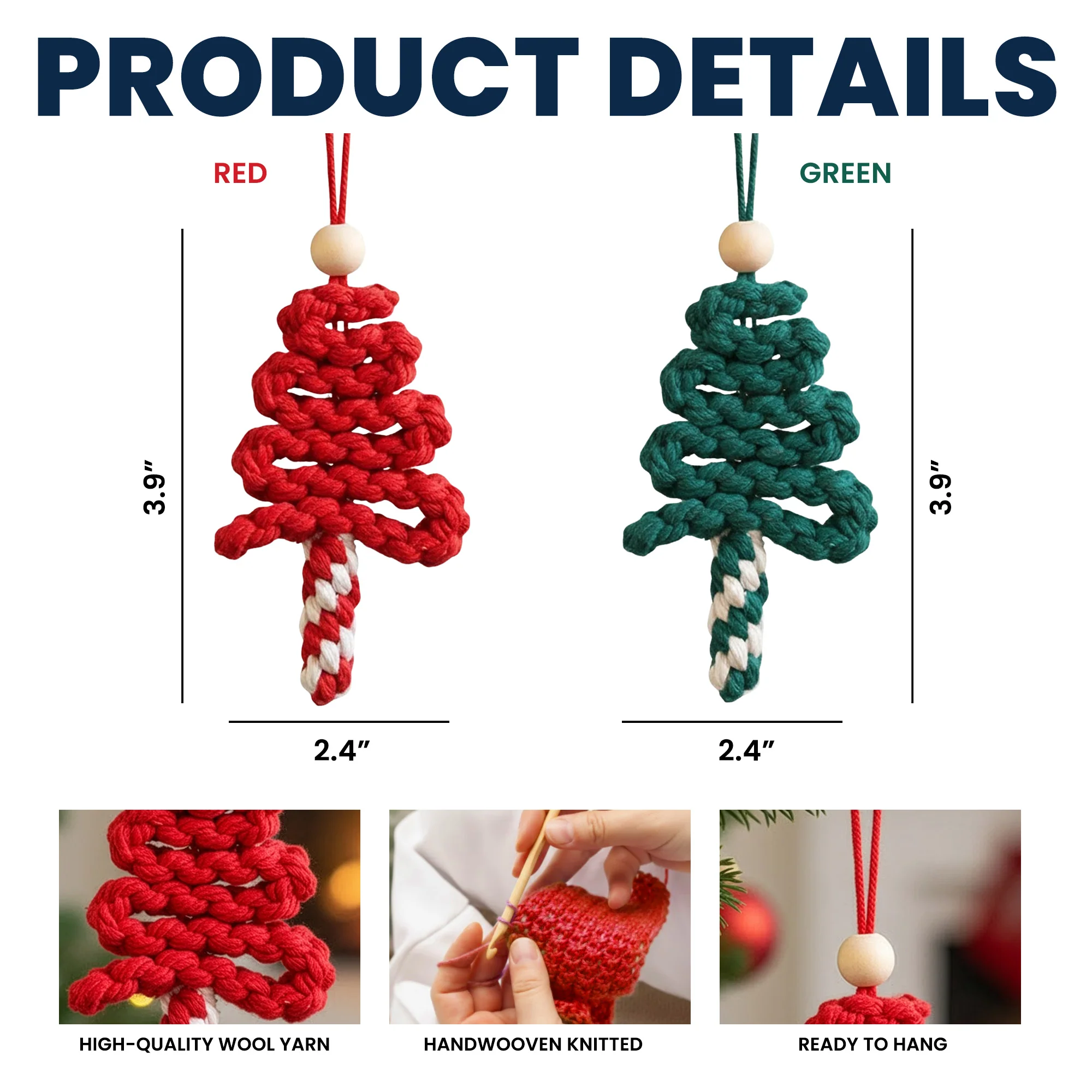 Handmade Chunky Yarn Christmas Tree - Personalized Crochet Ornament - Image 5