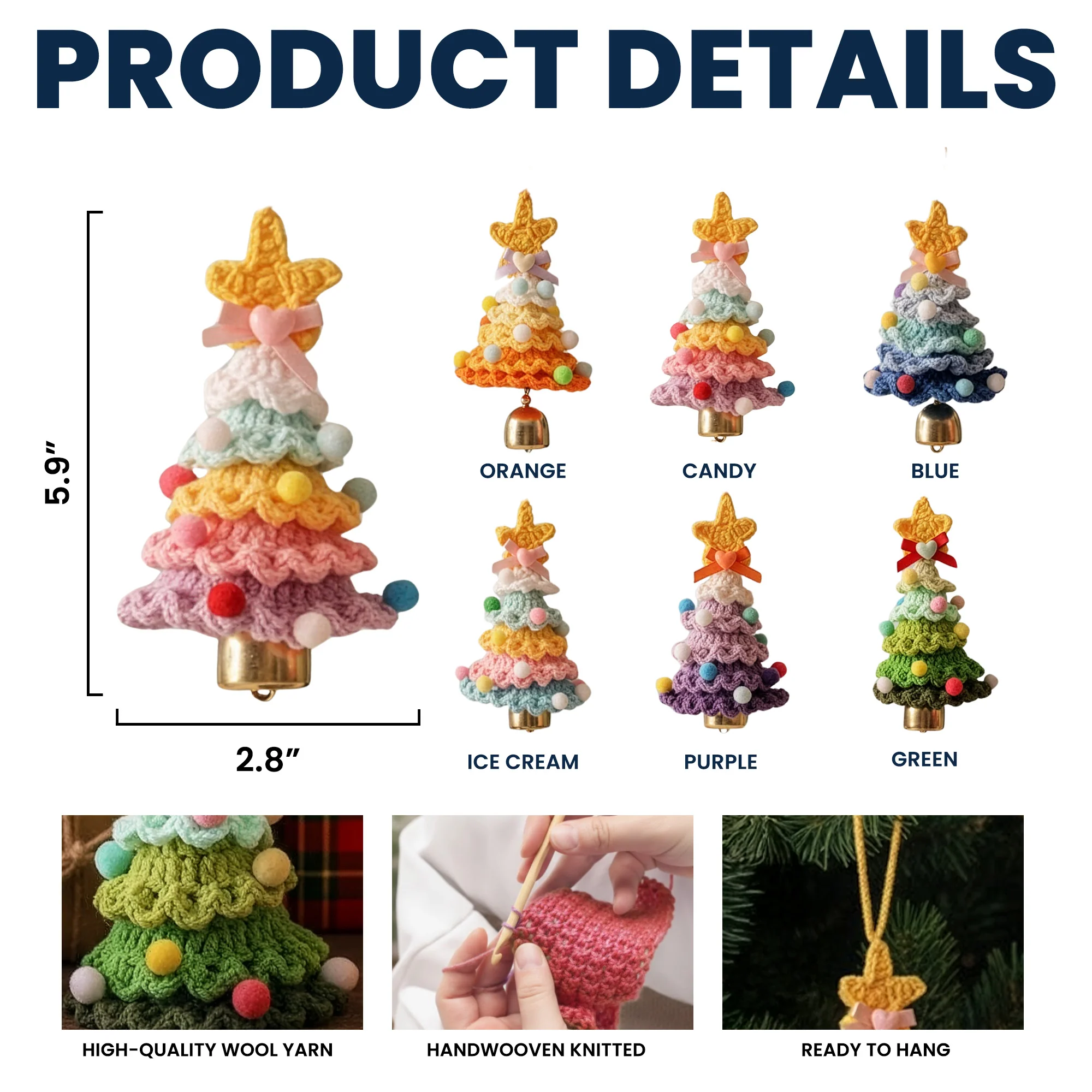 Handmade Colorful Christmas Tree - Crochet Ornament - Image 3